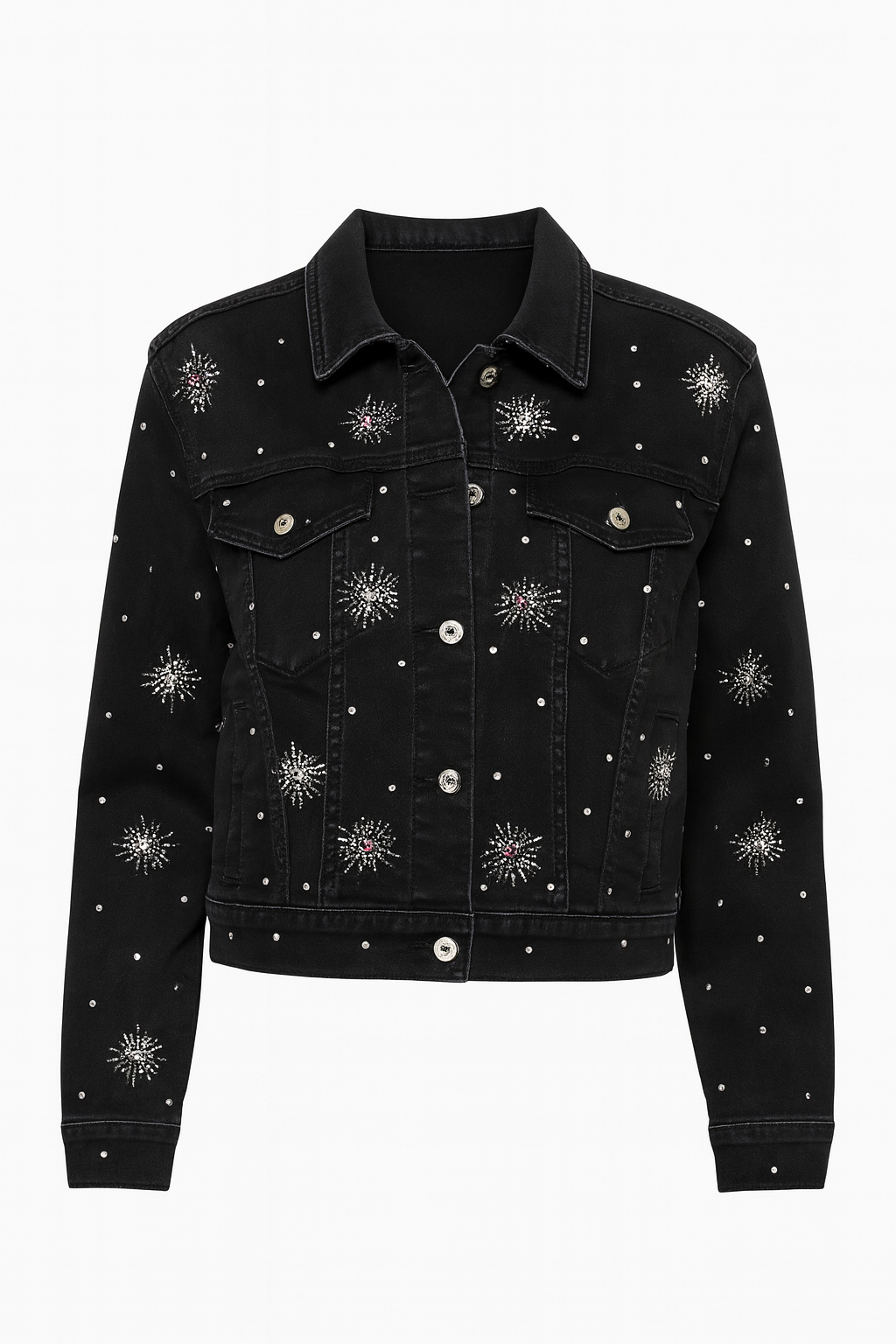 La veste en denim avec étoiles en strass