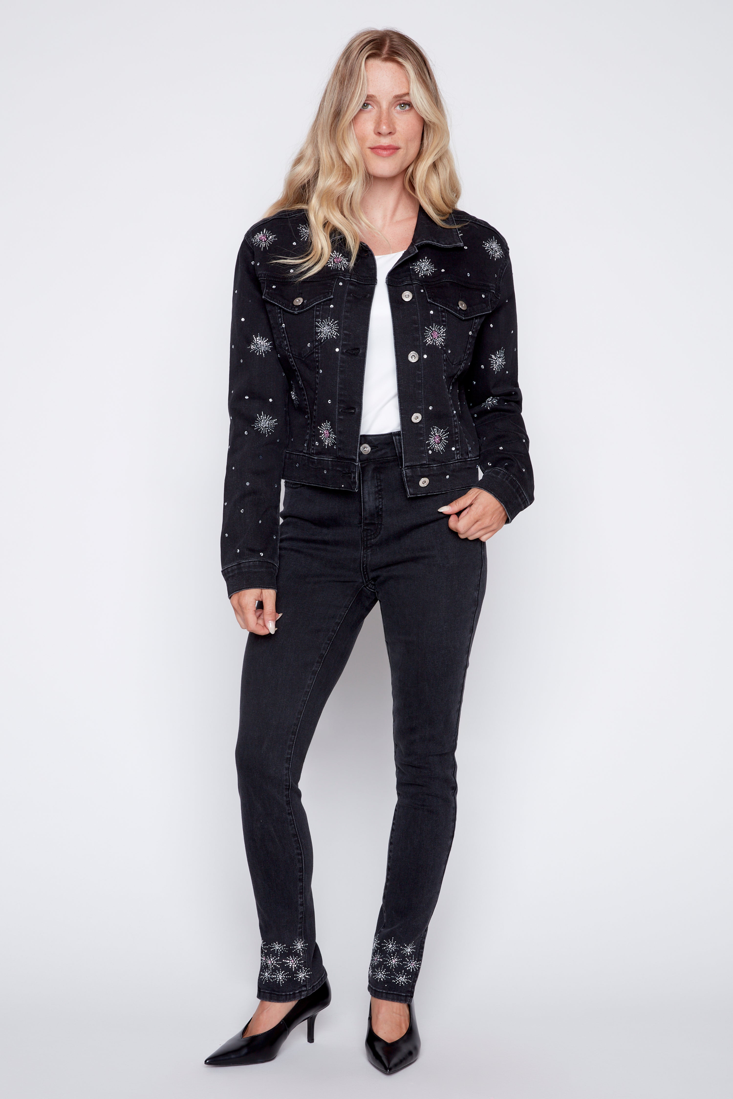 Rhinestone stars jean jacket