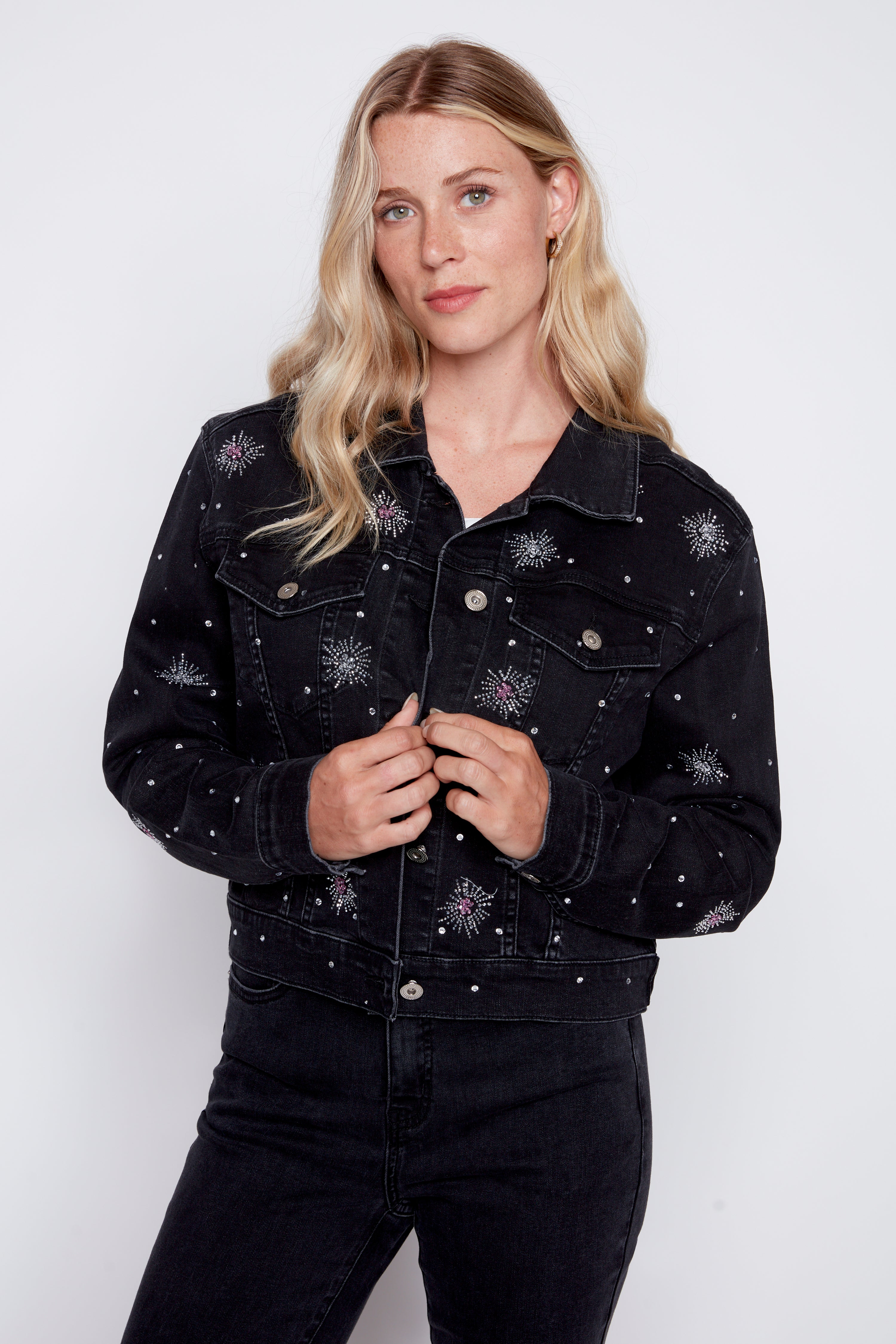 Rhinestone stars jean jacket