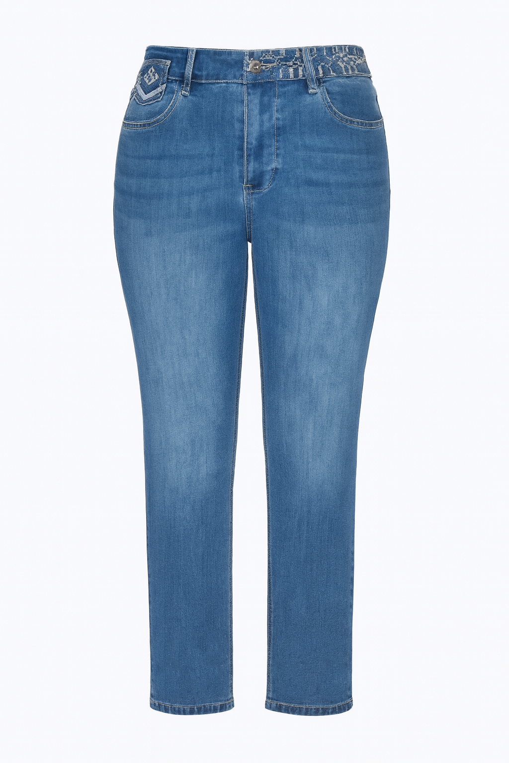 Le jean à jambe étroite avec détails brodés