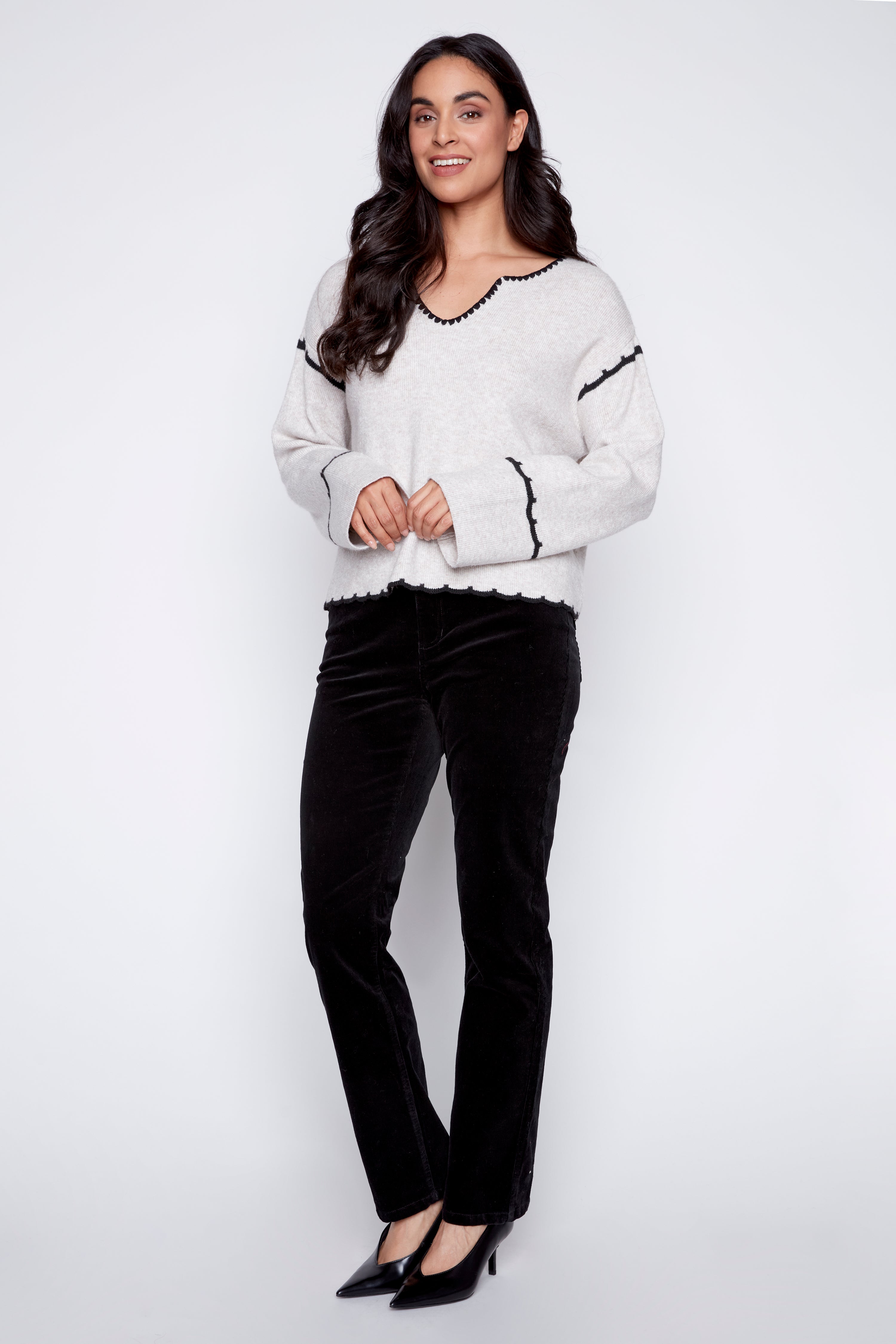 Embroidered back sweater