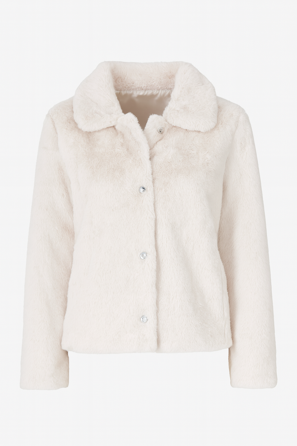 Cable front faux fur jacket