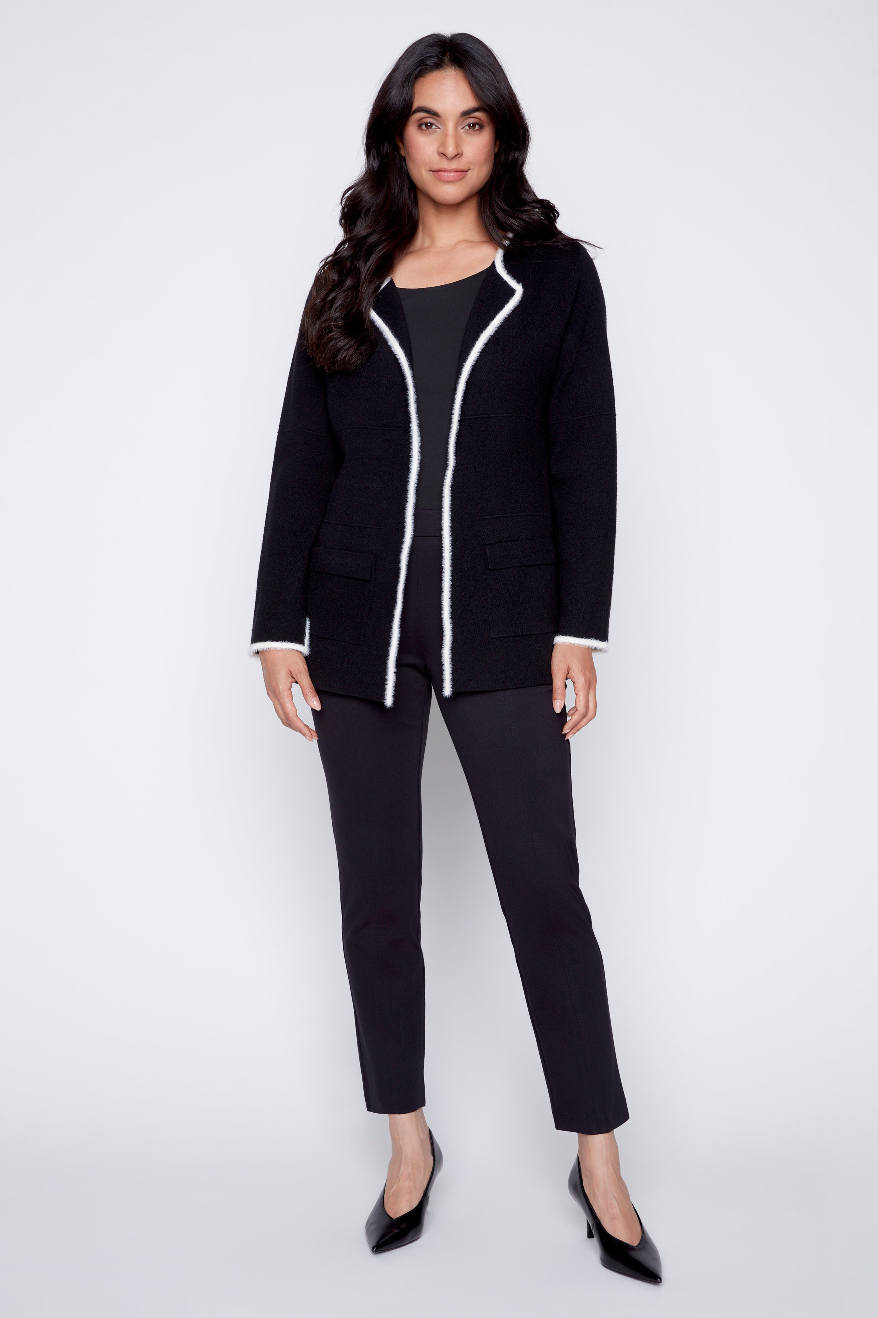 Eyelash trim cardigan