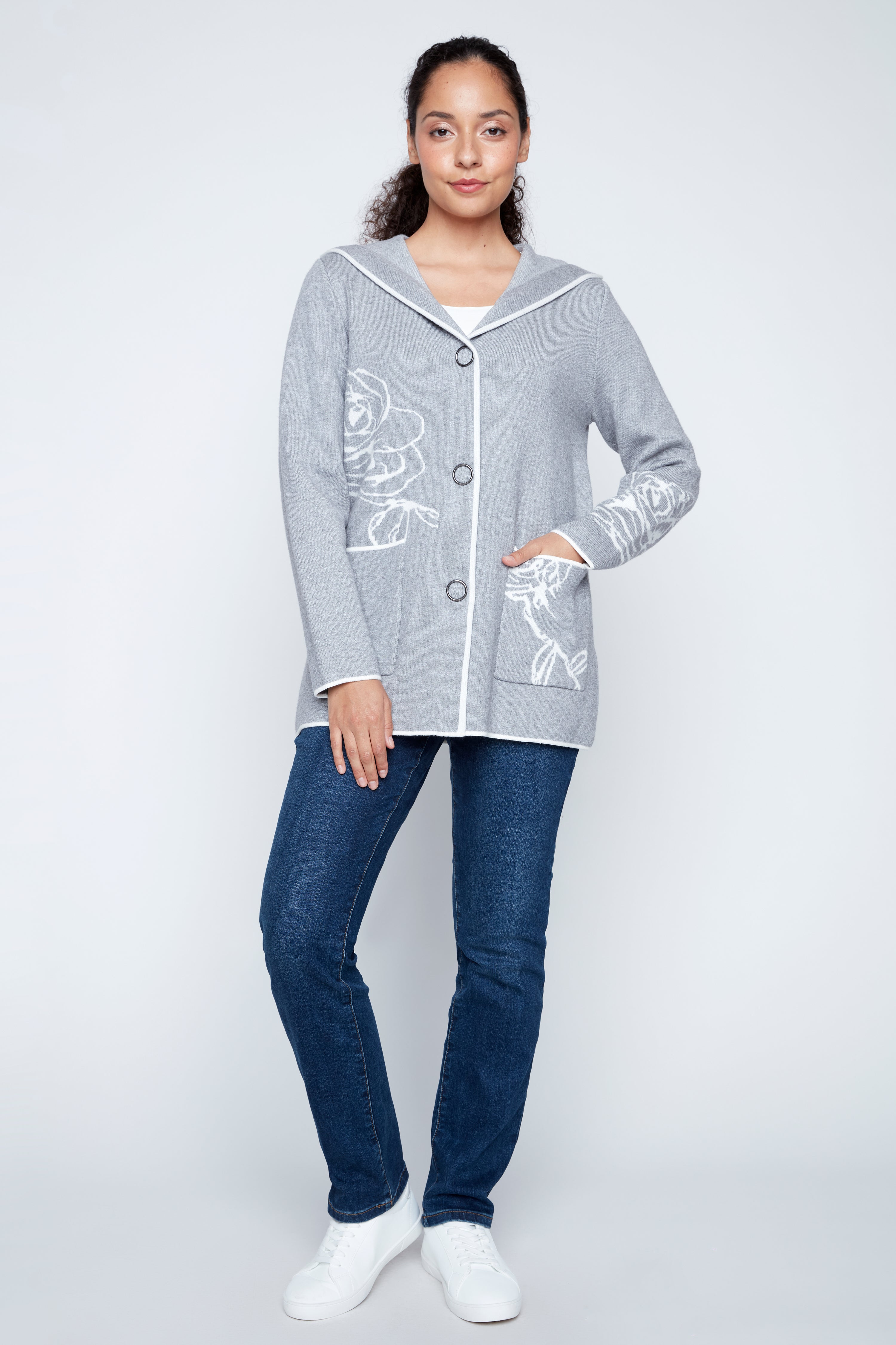 Floral jacquard cardigan