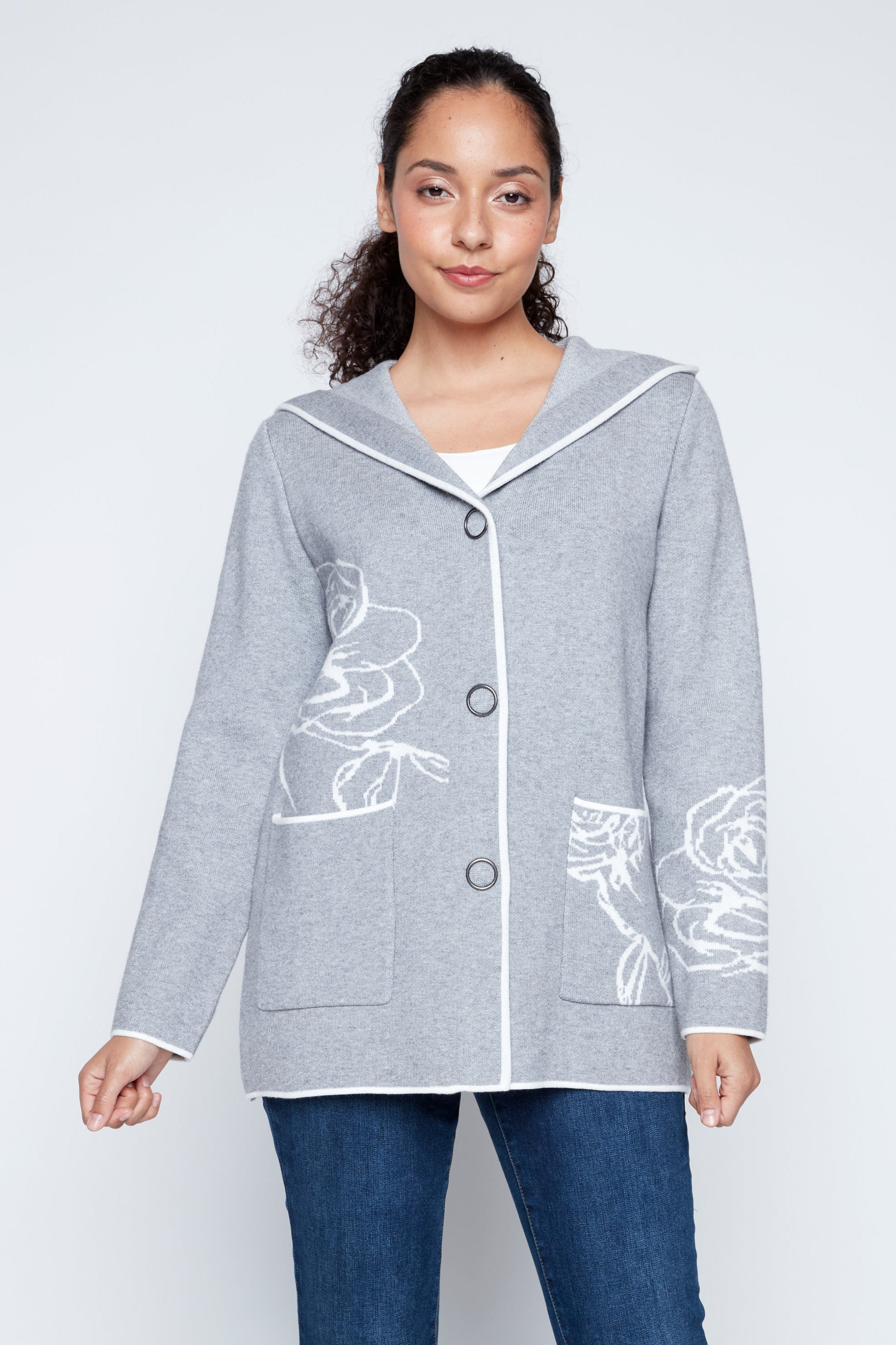 Floral jacquard cardigan