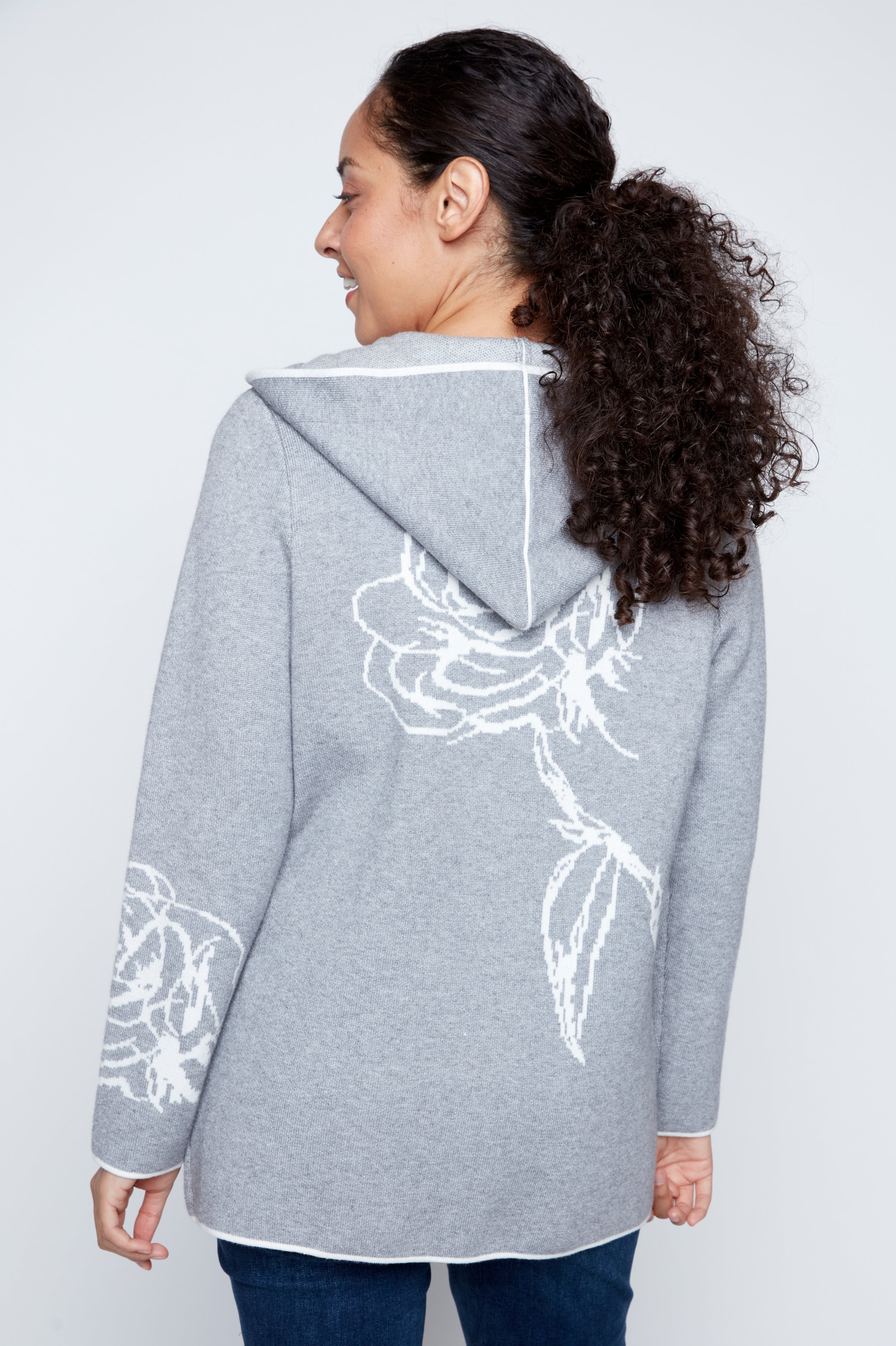 Floral jacquard cardigan