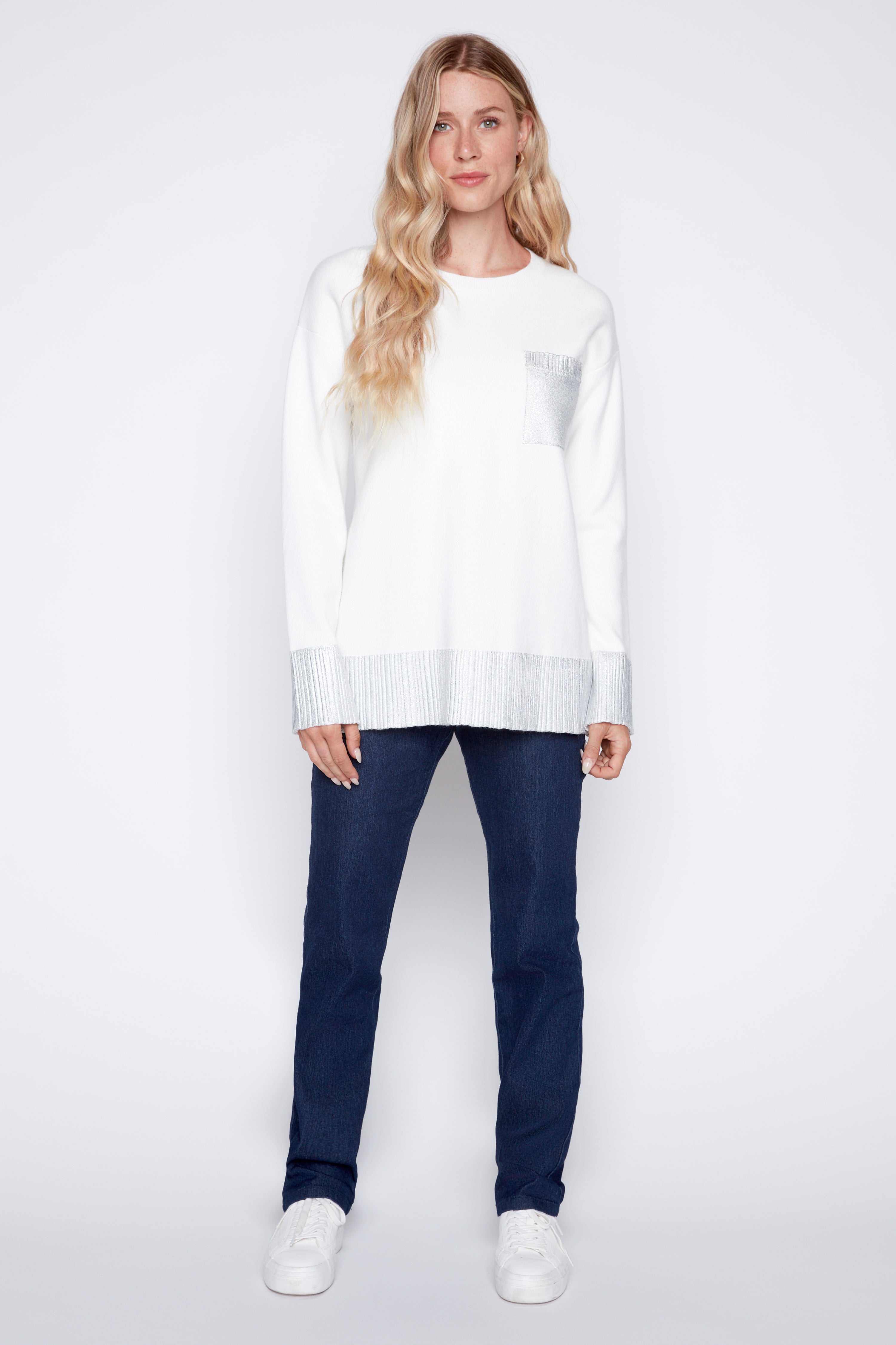 Metallic trim sweater