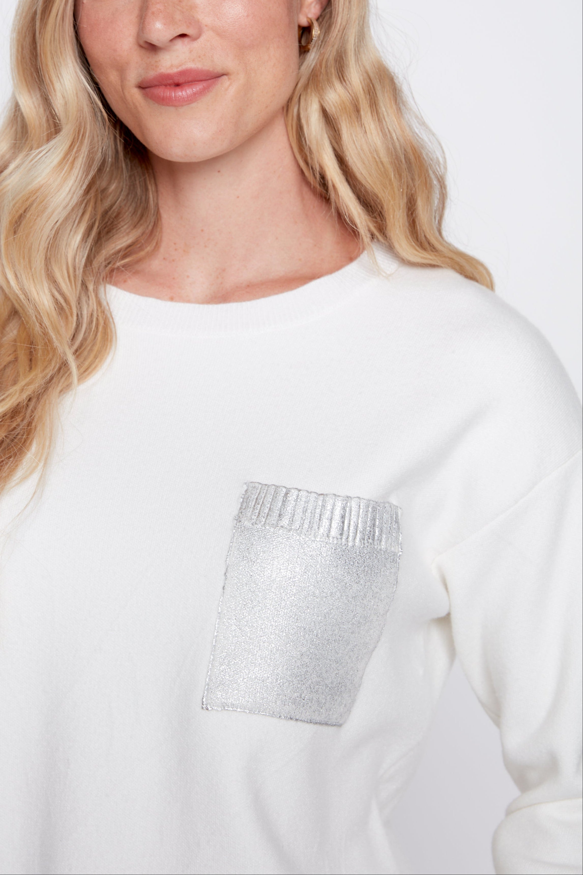 Metallic trim sweater