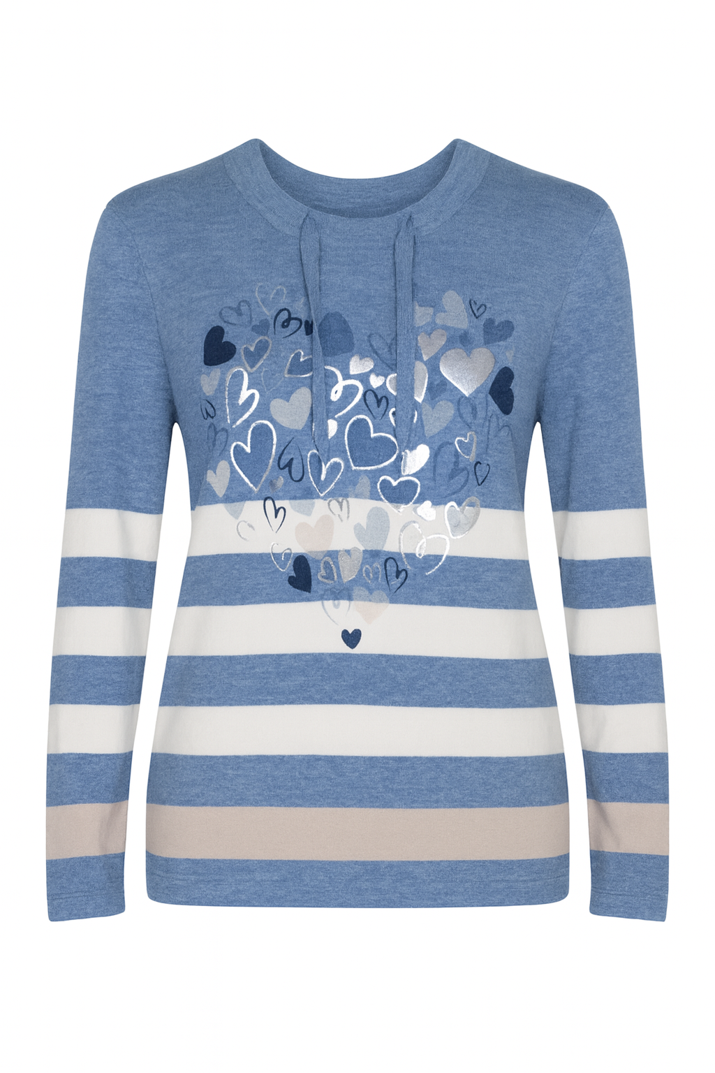 Le pull à rayures et motif cœur