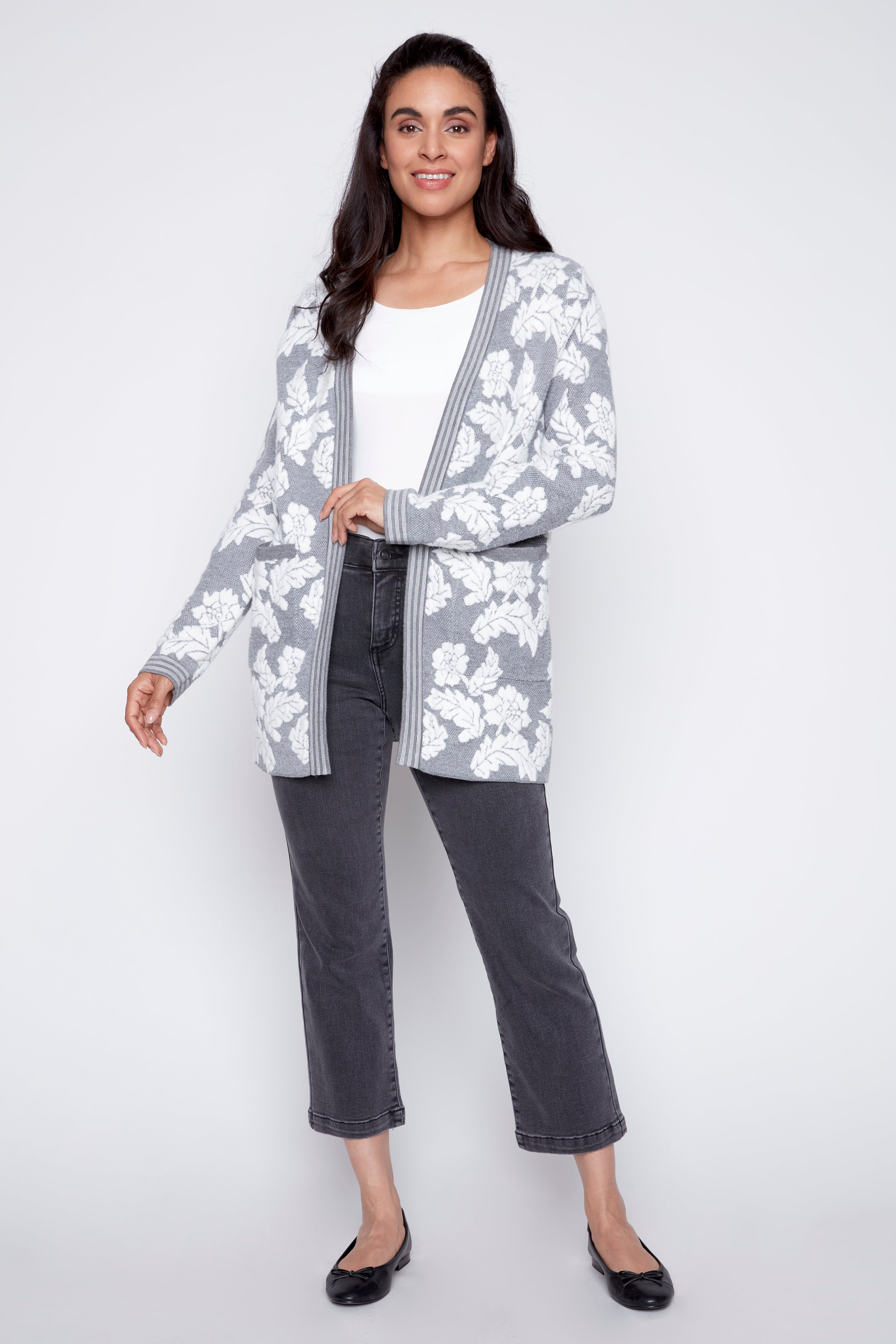Floral jacquard cardigan
