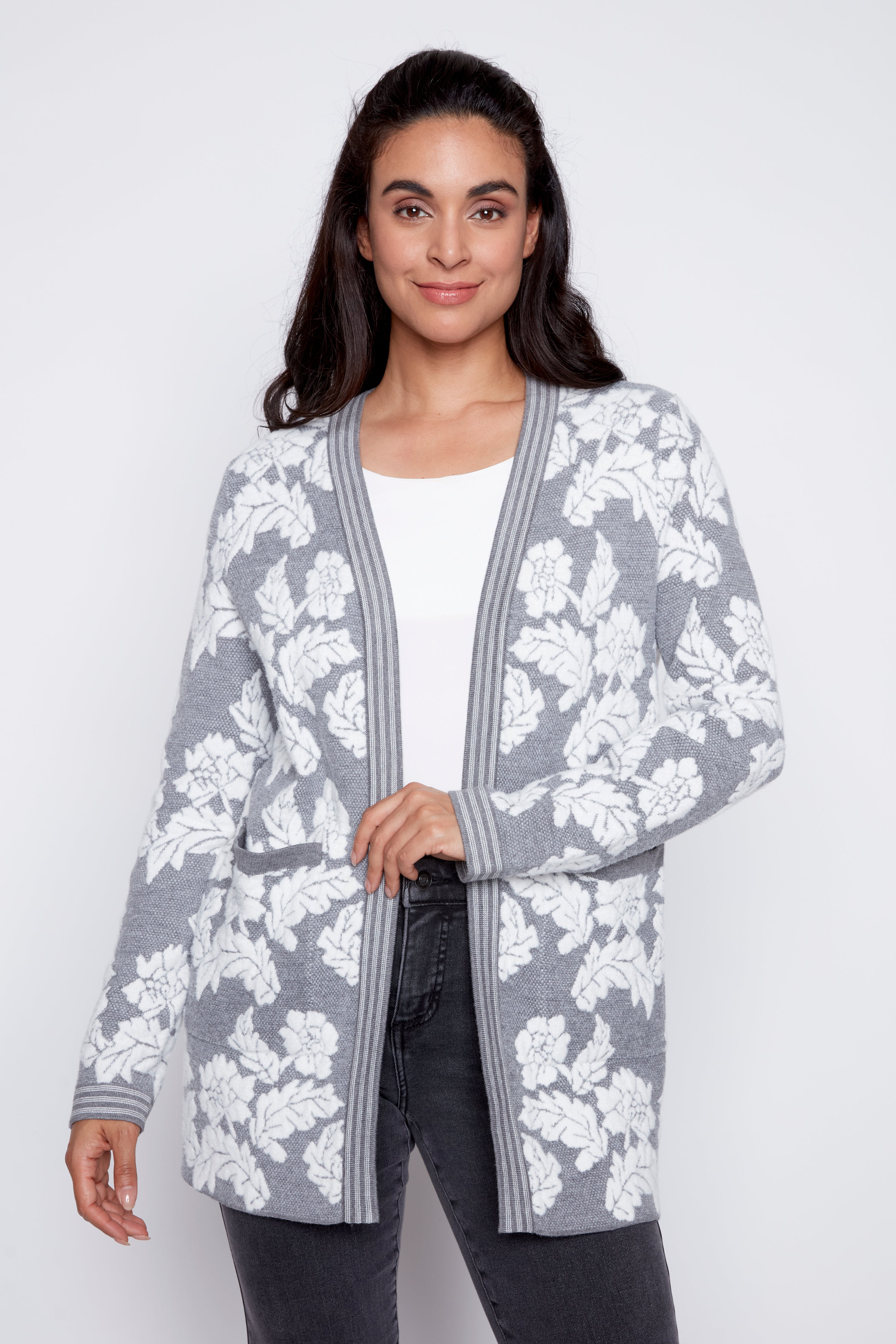 Floral jacquard cardigan