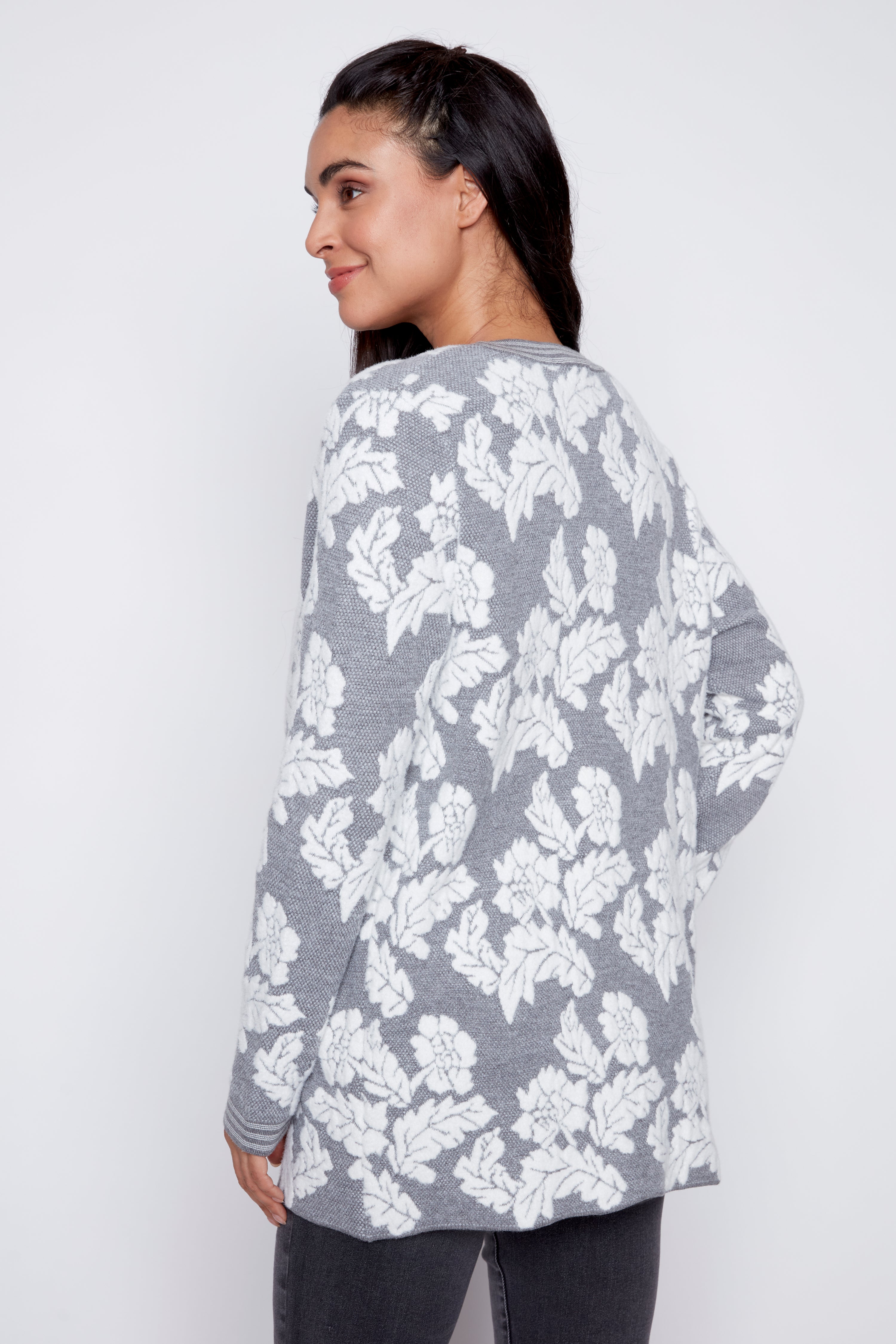 Floral jacquard cardigan