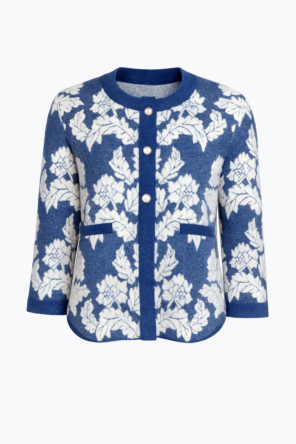 Le cardigan jacquard fleuri