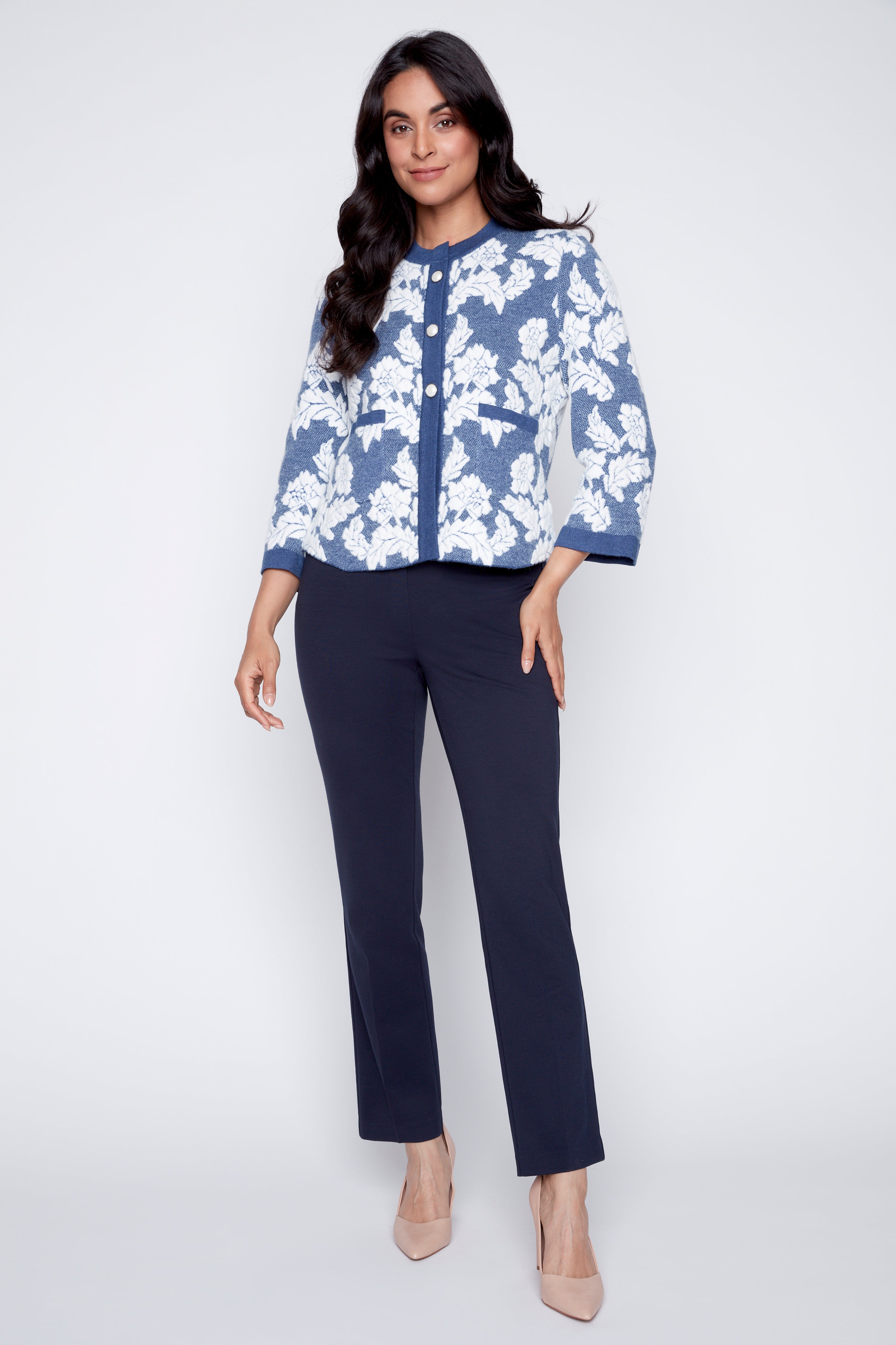 Floral jacquard cardigan