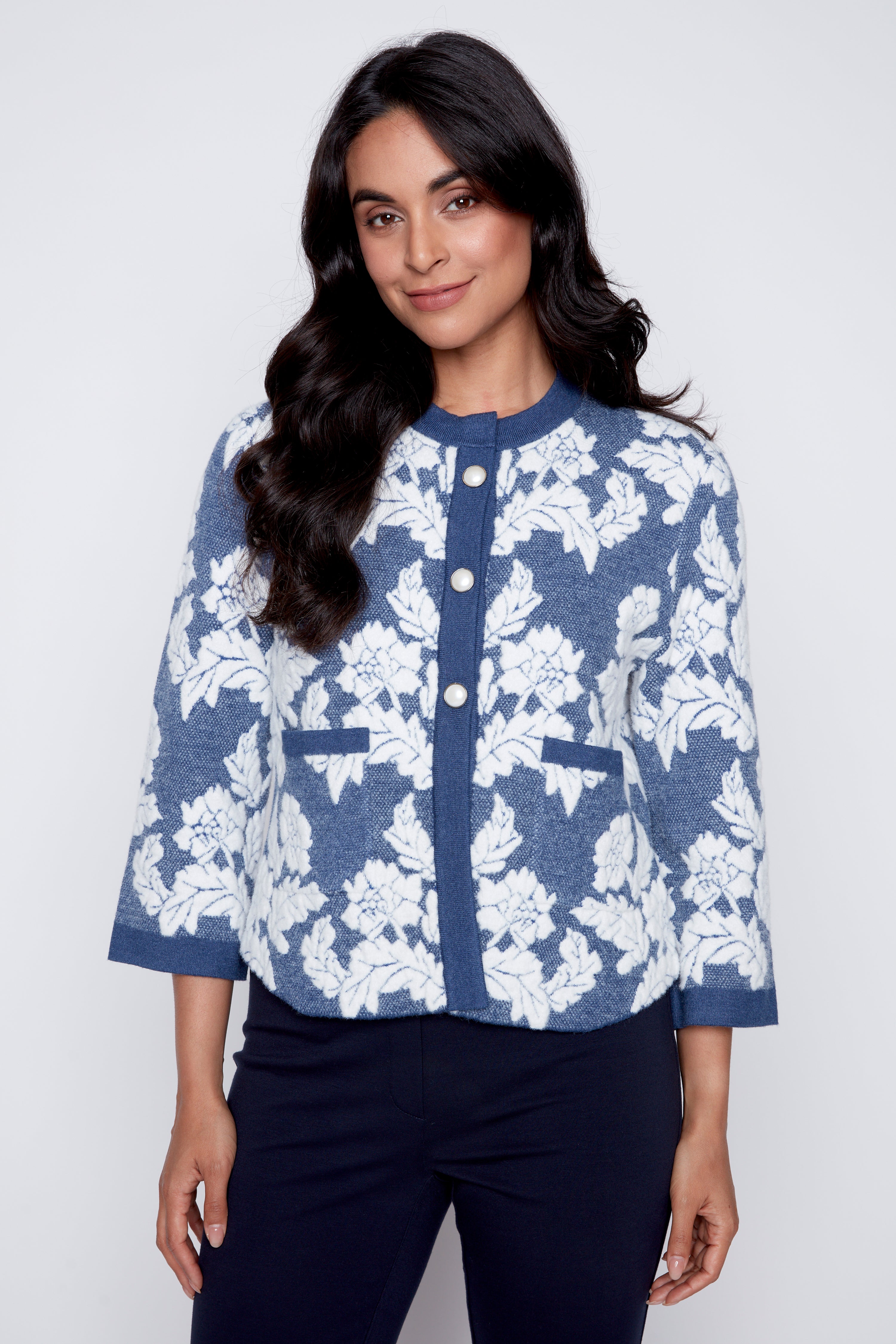 Floral jacquard cardigan