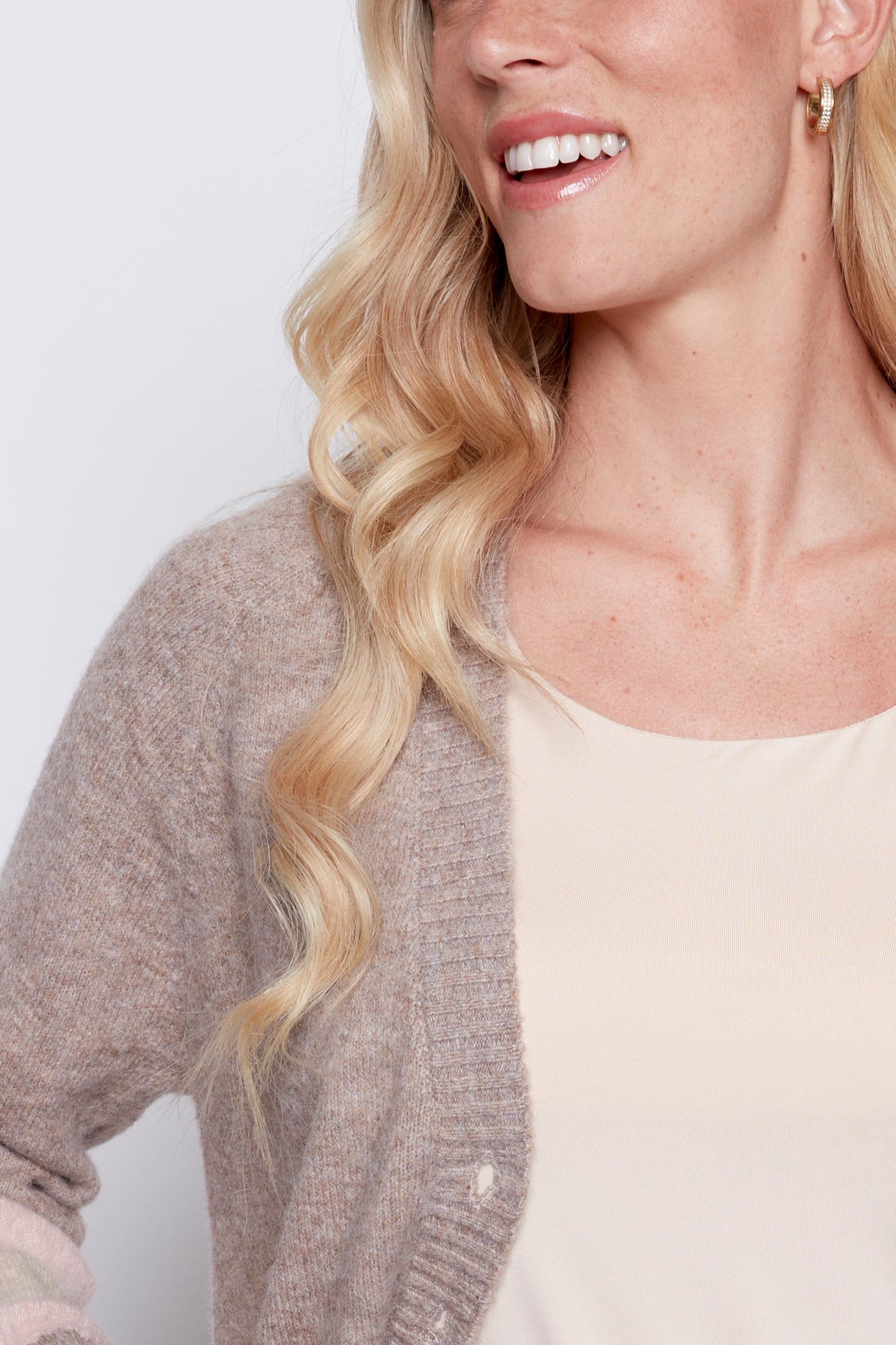 Stripe hem cardigan