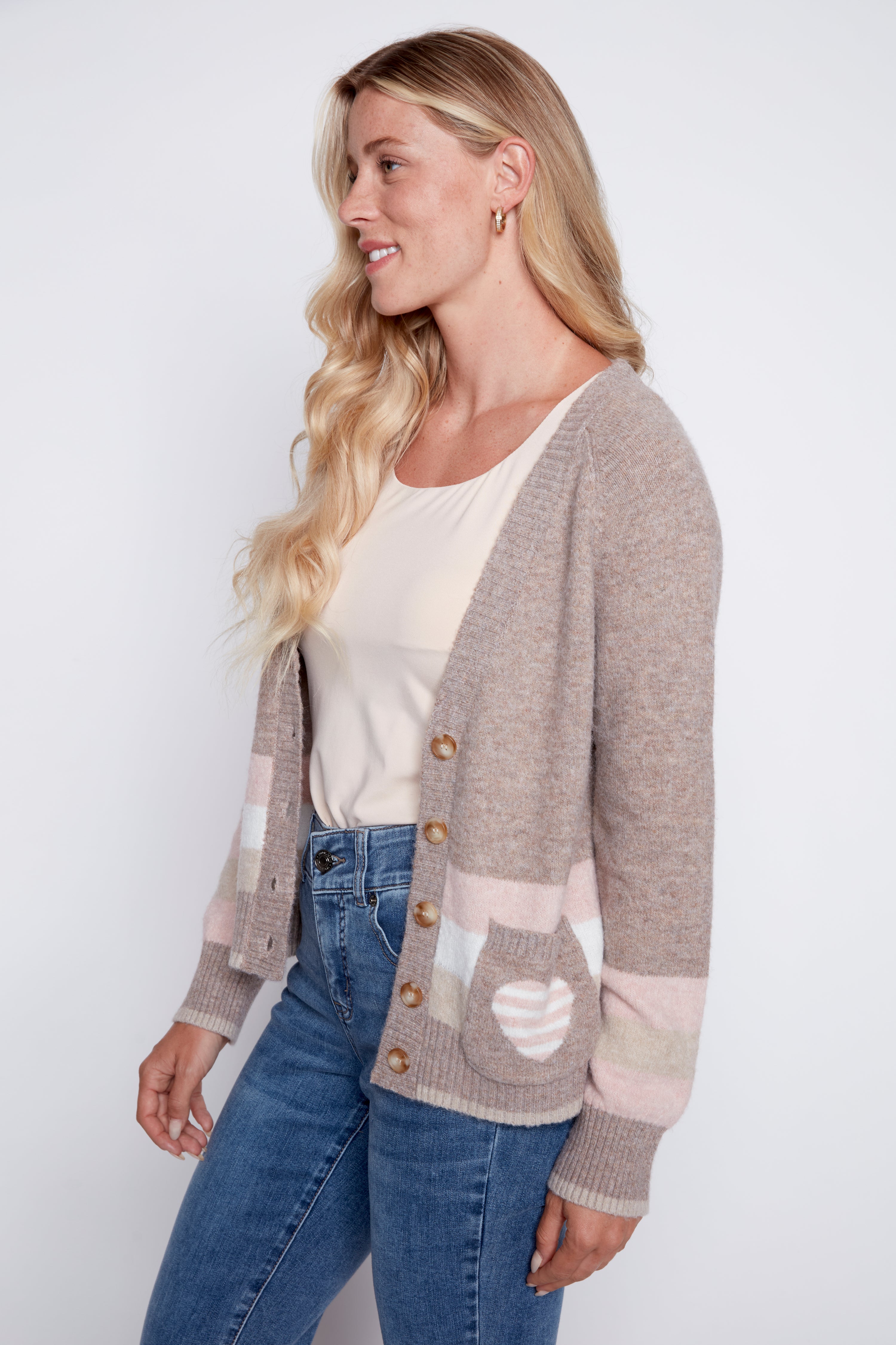 Stripe hem cardigan