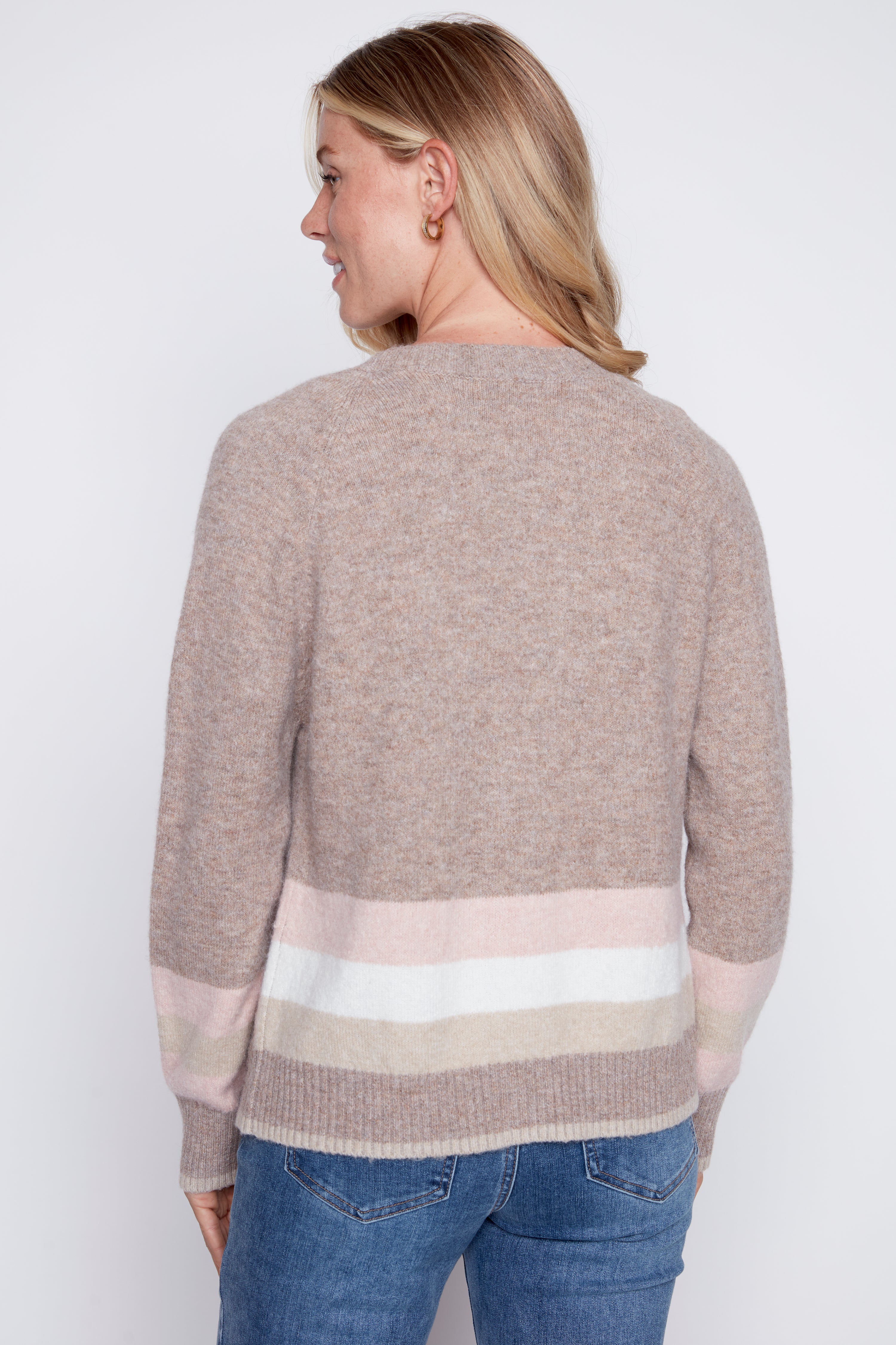 Stripe hem cardigan