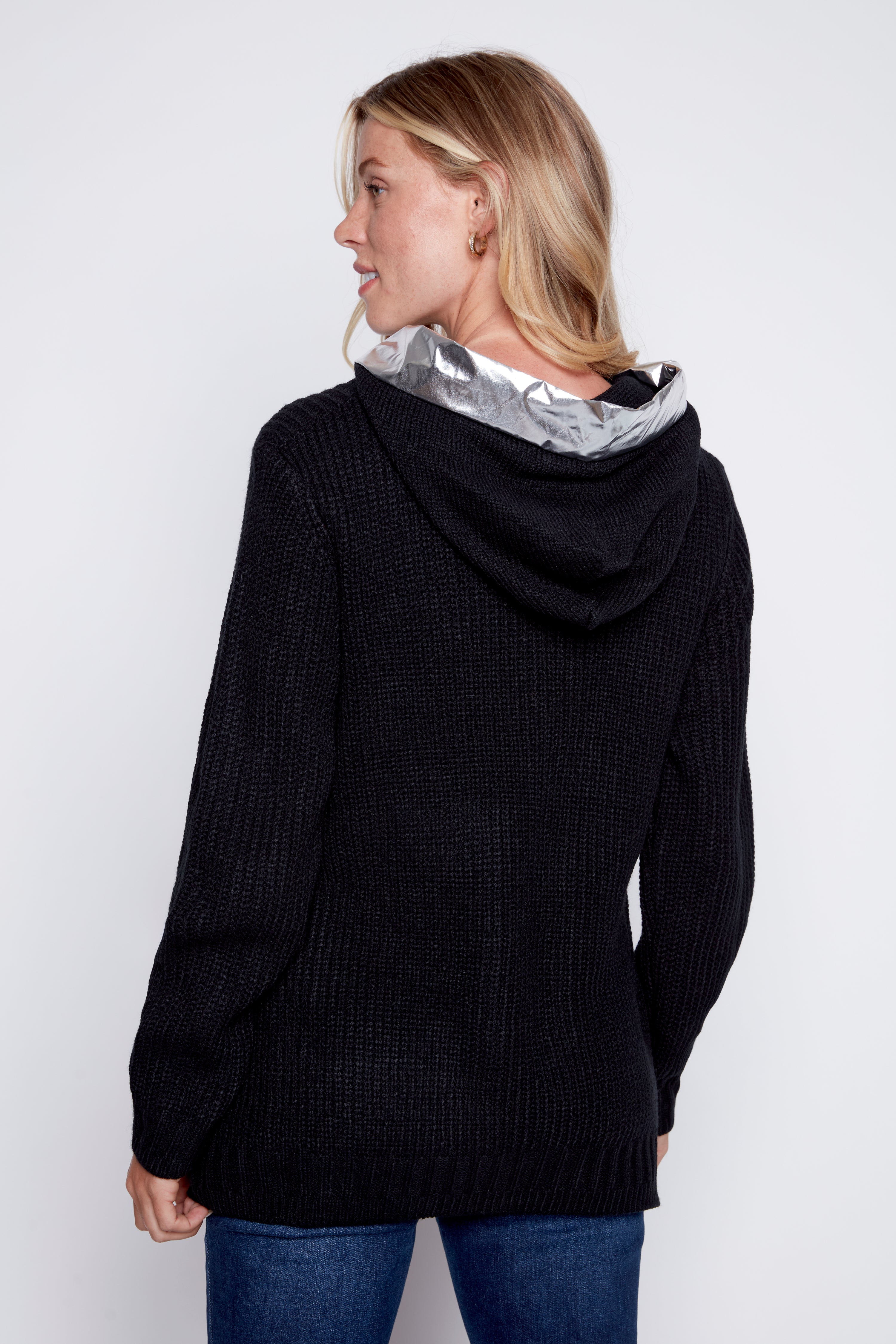 Hooded silver trim cardigan