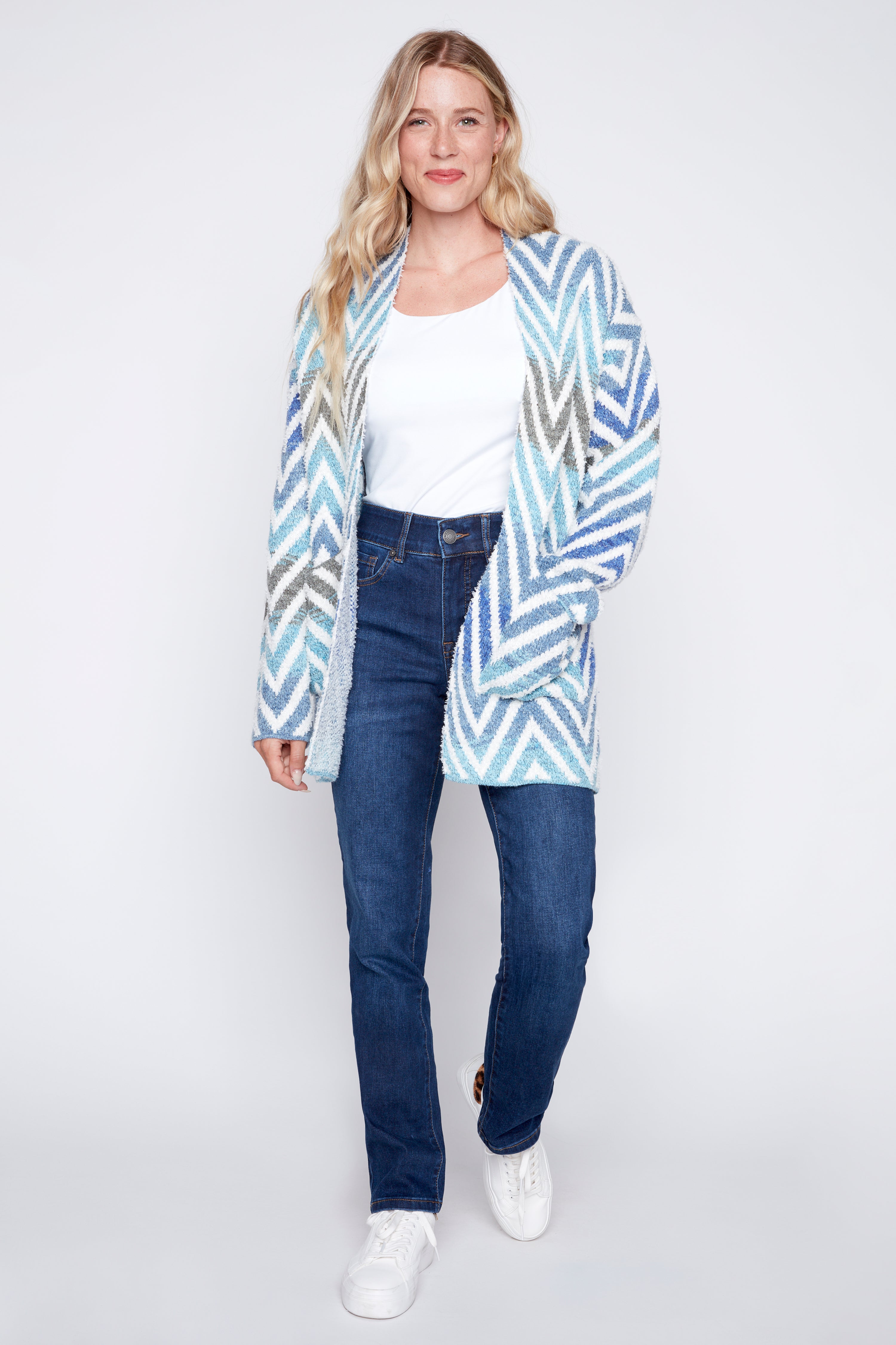 Zig zag design eyelash coatigan