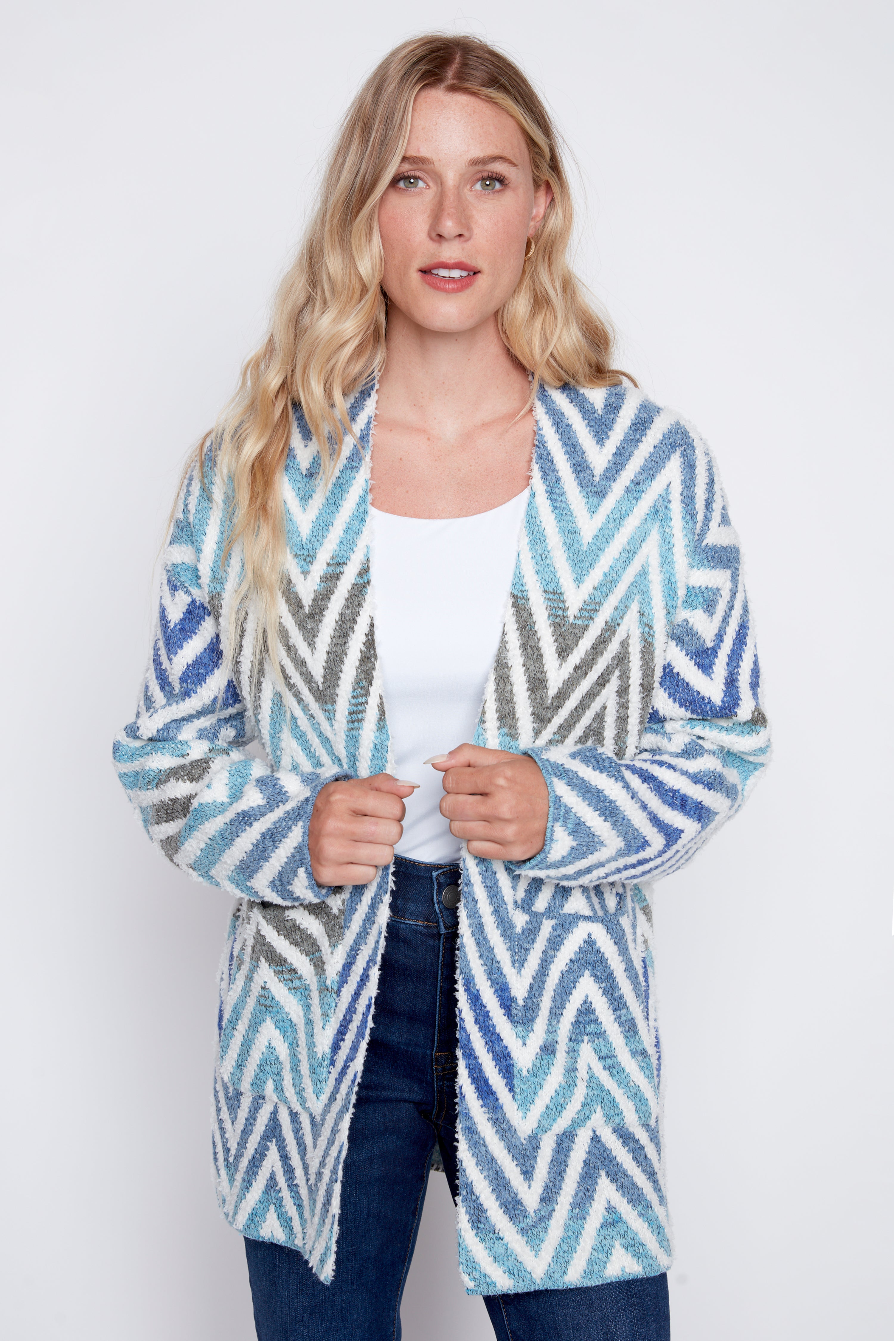 Zig zag design eyelash coatigan