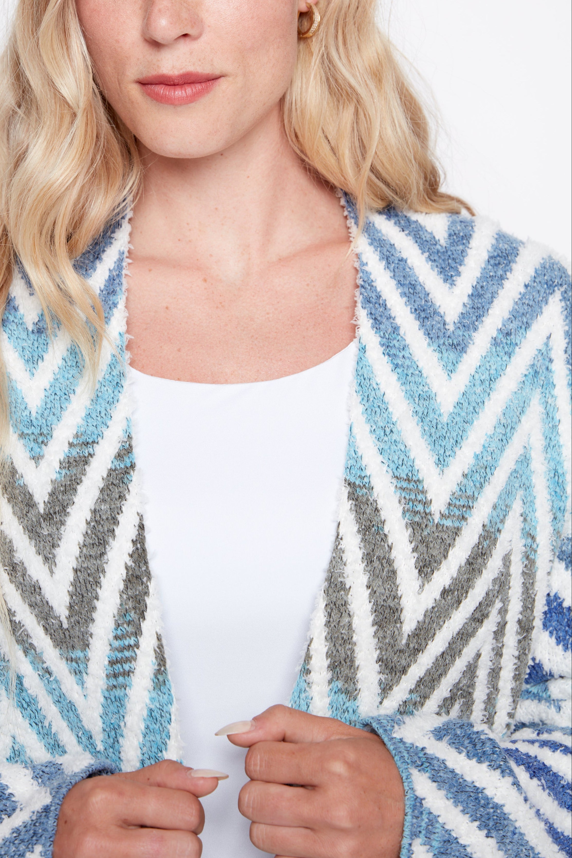 Zig zag design eyelash coatigan