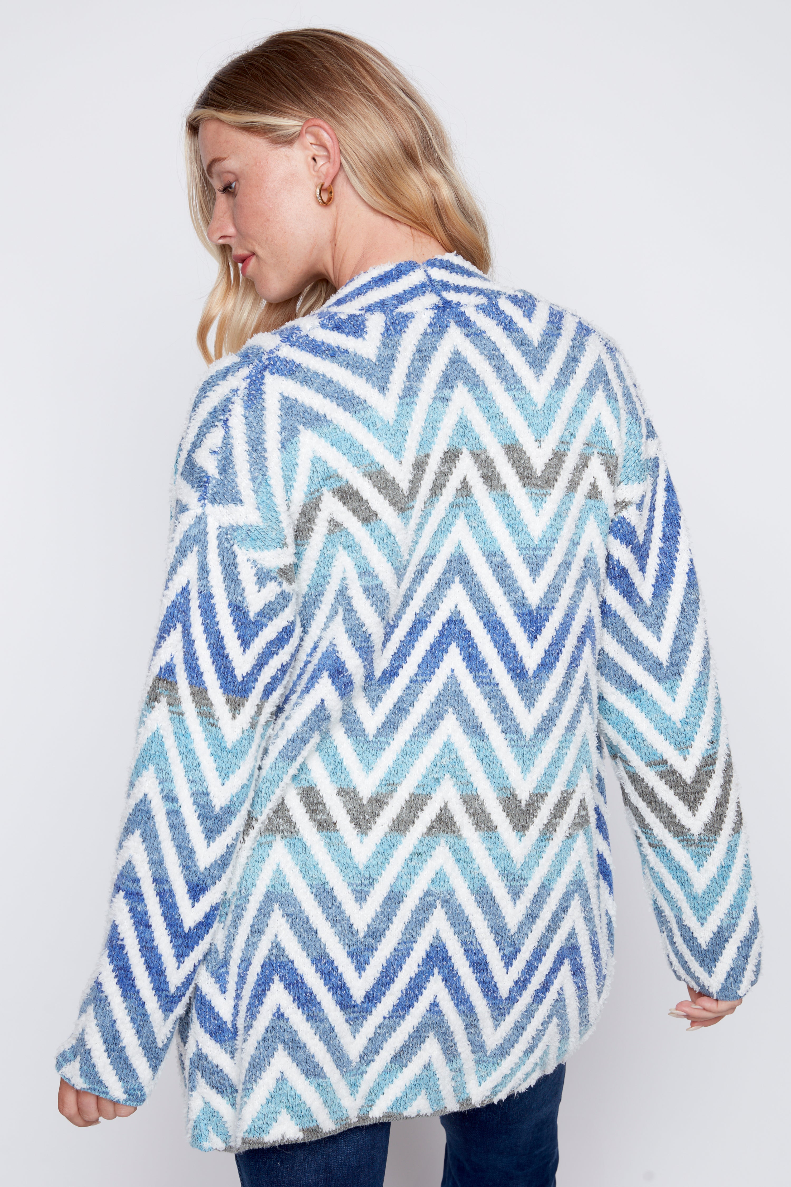 Zig zag design eyelash coatigan