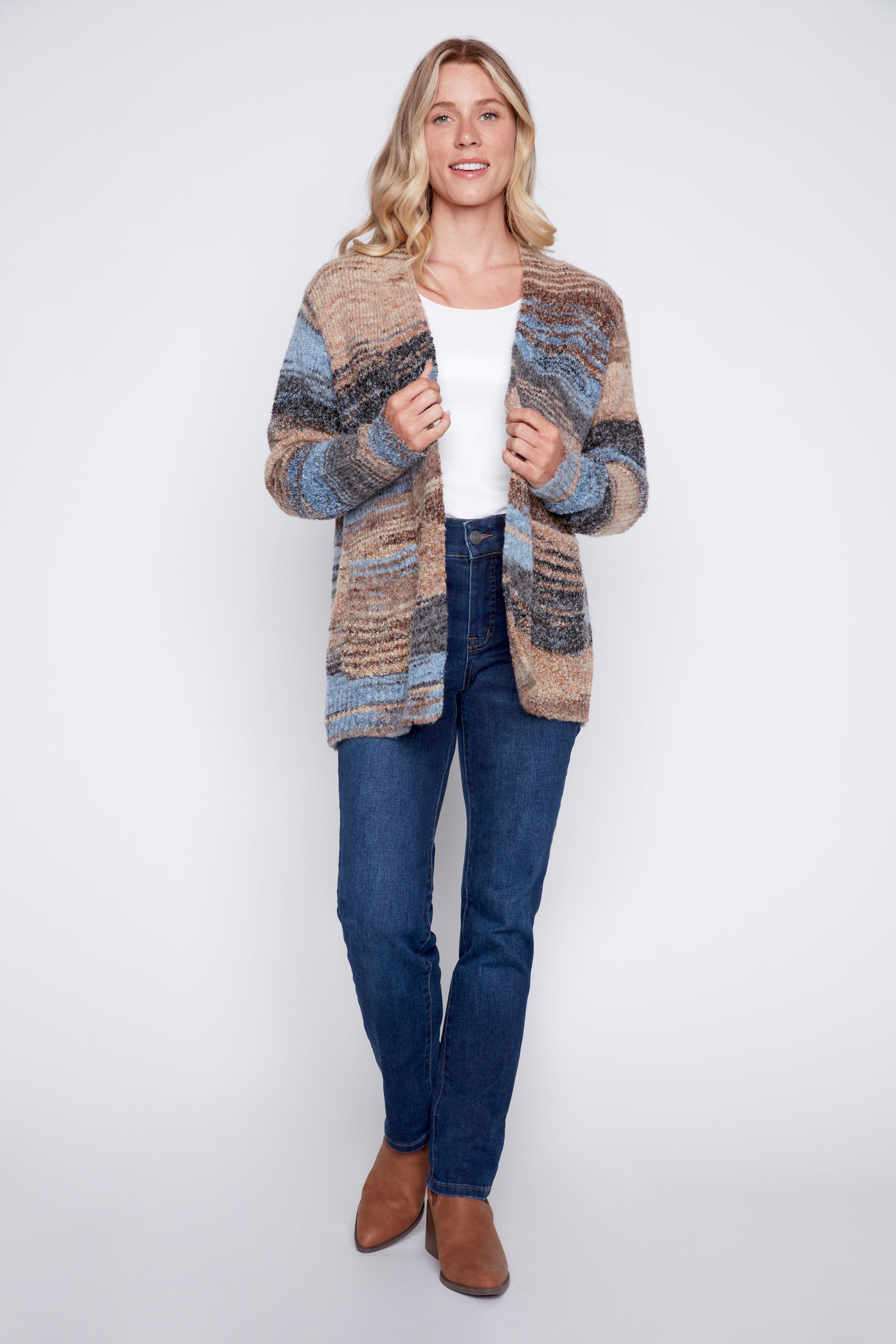 Space dye wool blend cardigan