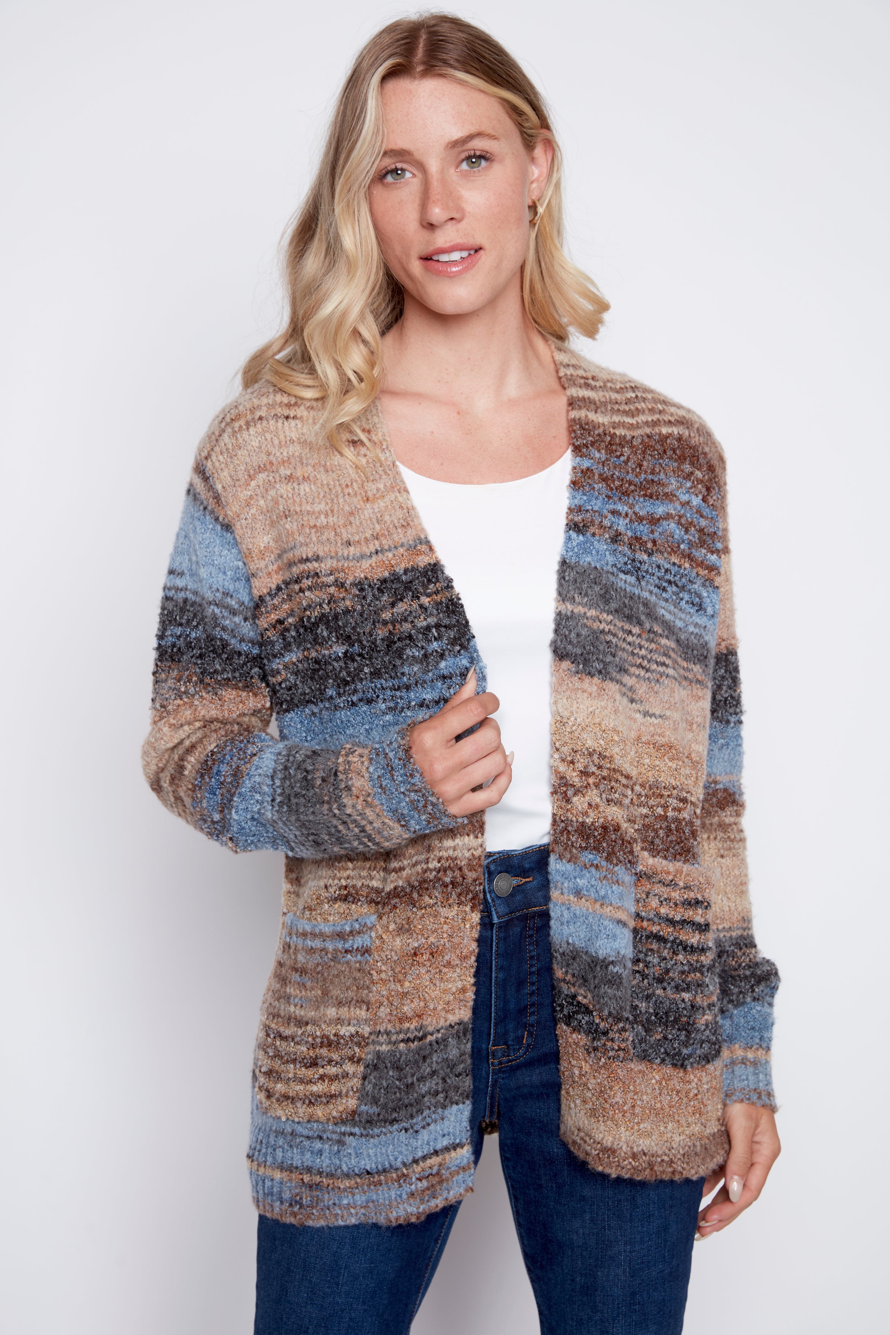 Space dye wool blend cardigan