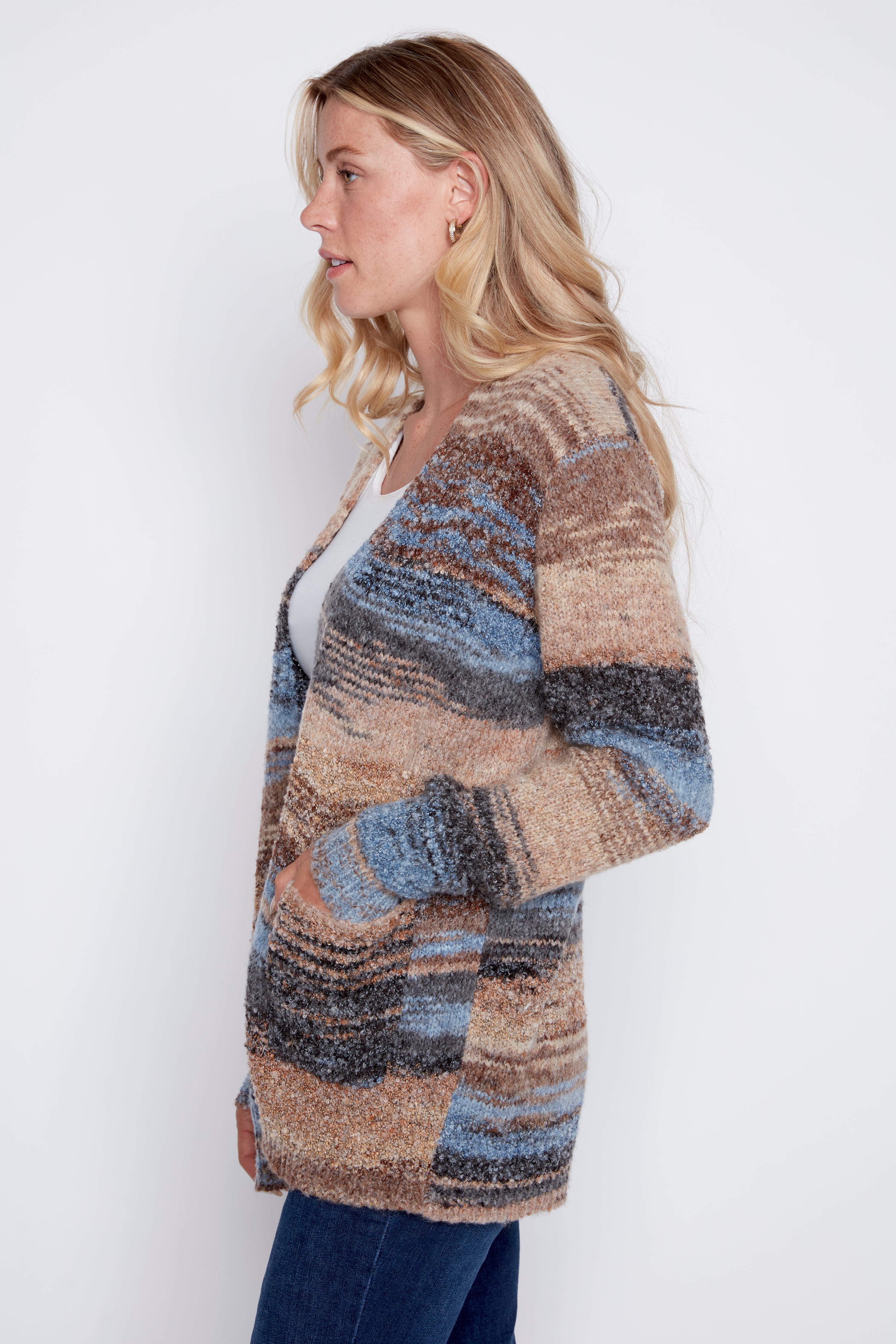 Space dye wool blend cardigan