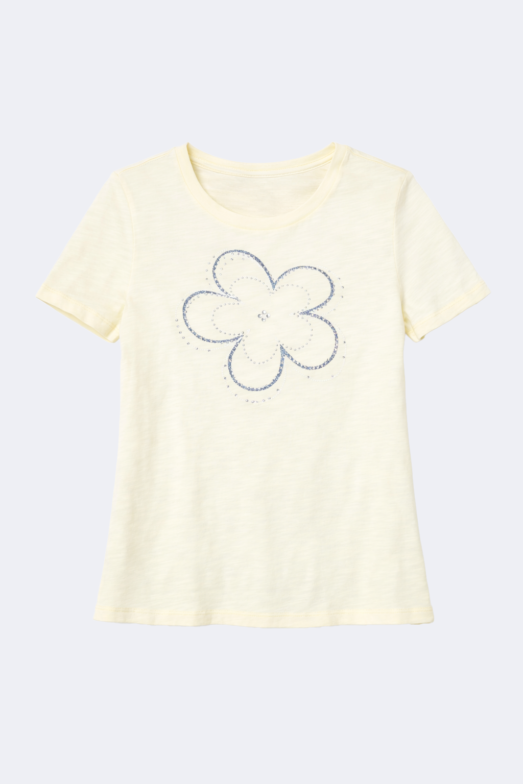 Soft yellow floral graphic t-shirt