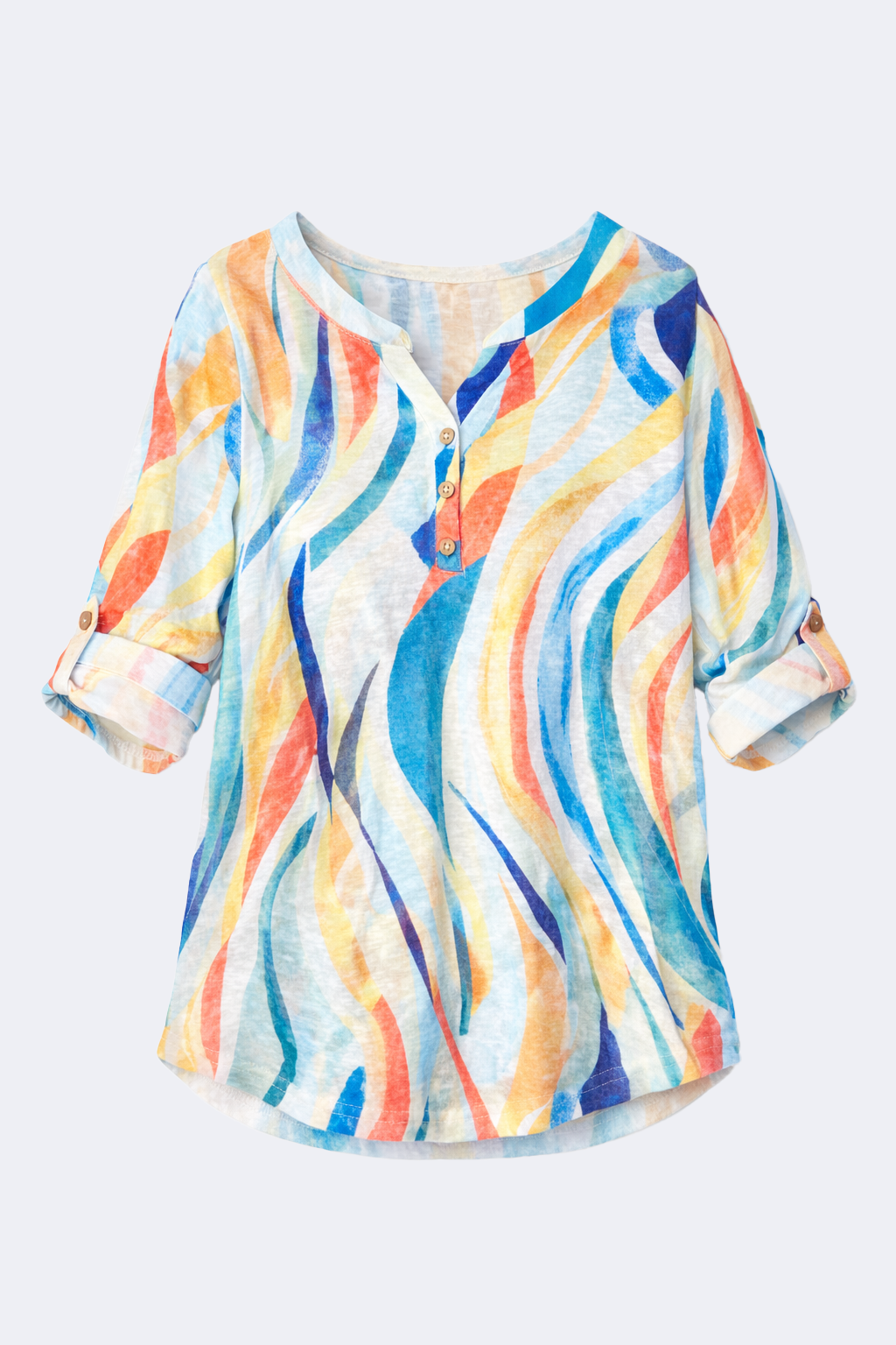 Abstract print Henley blouse