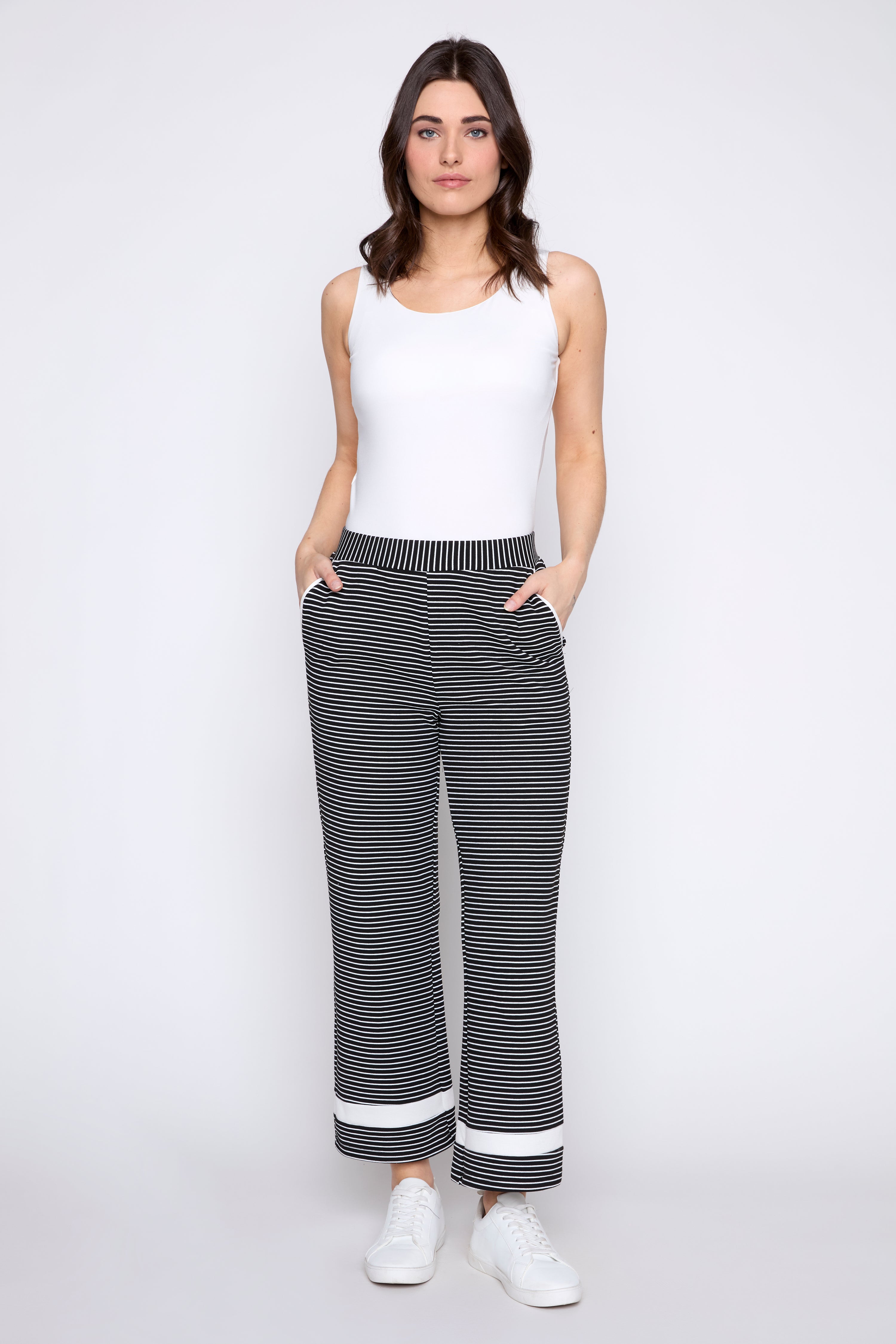 Pull on stripe capri