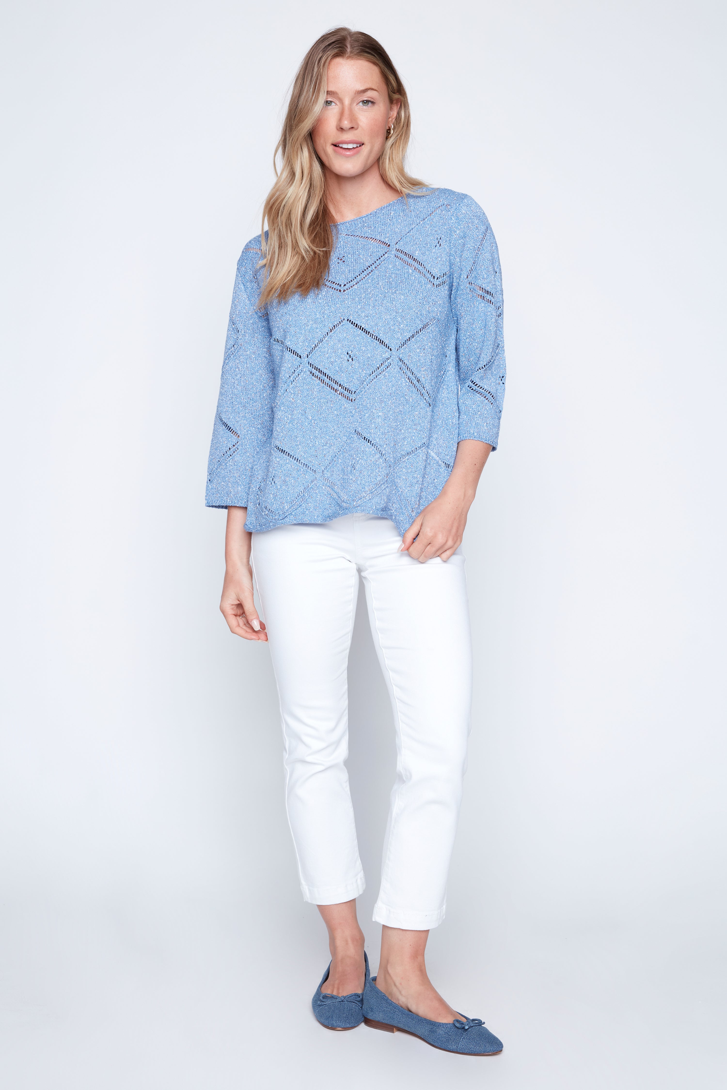 Diamond pattern crochet sweater