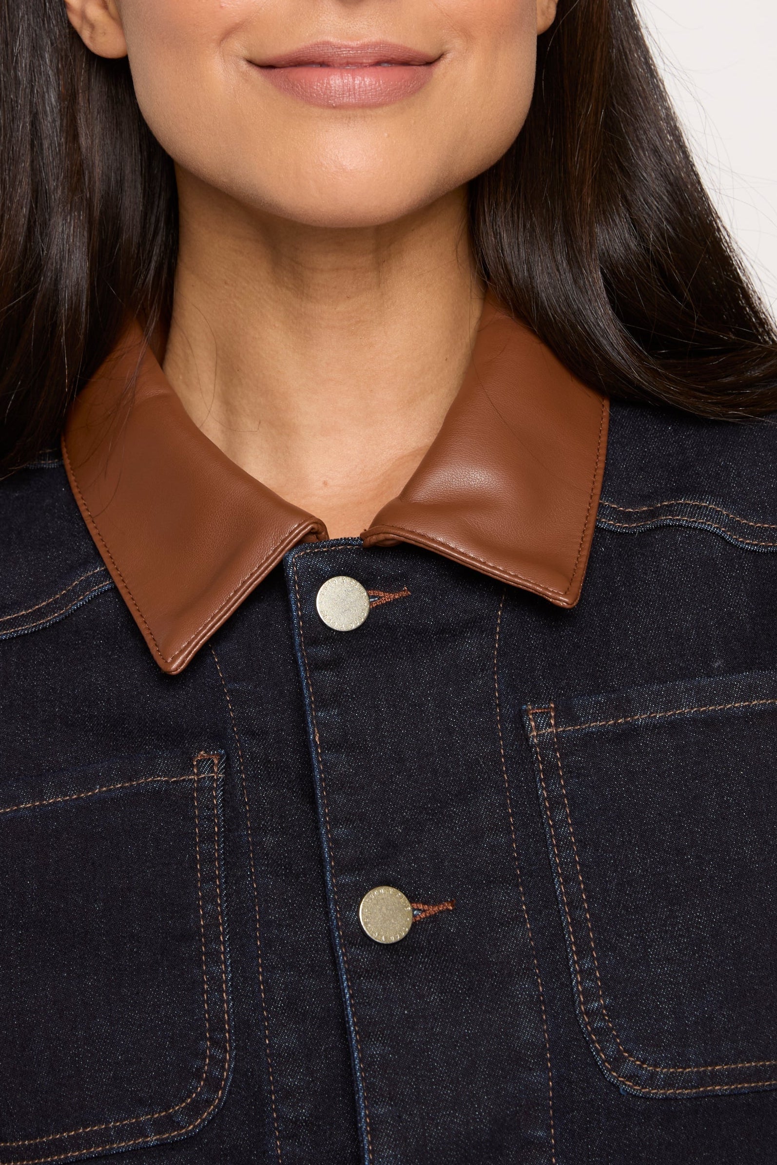 Corduroy Collar Denim Blazer in indigo