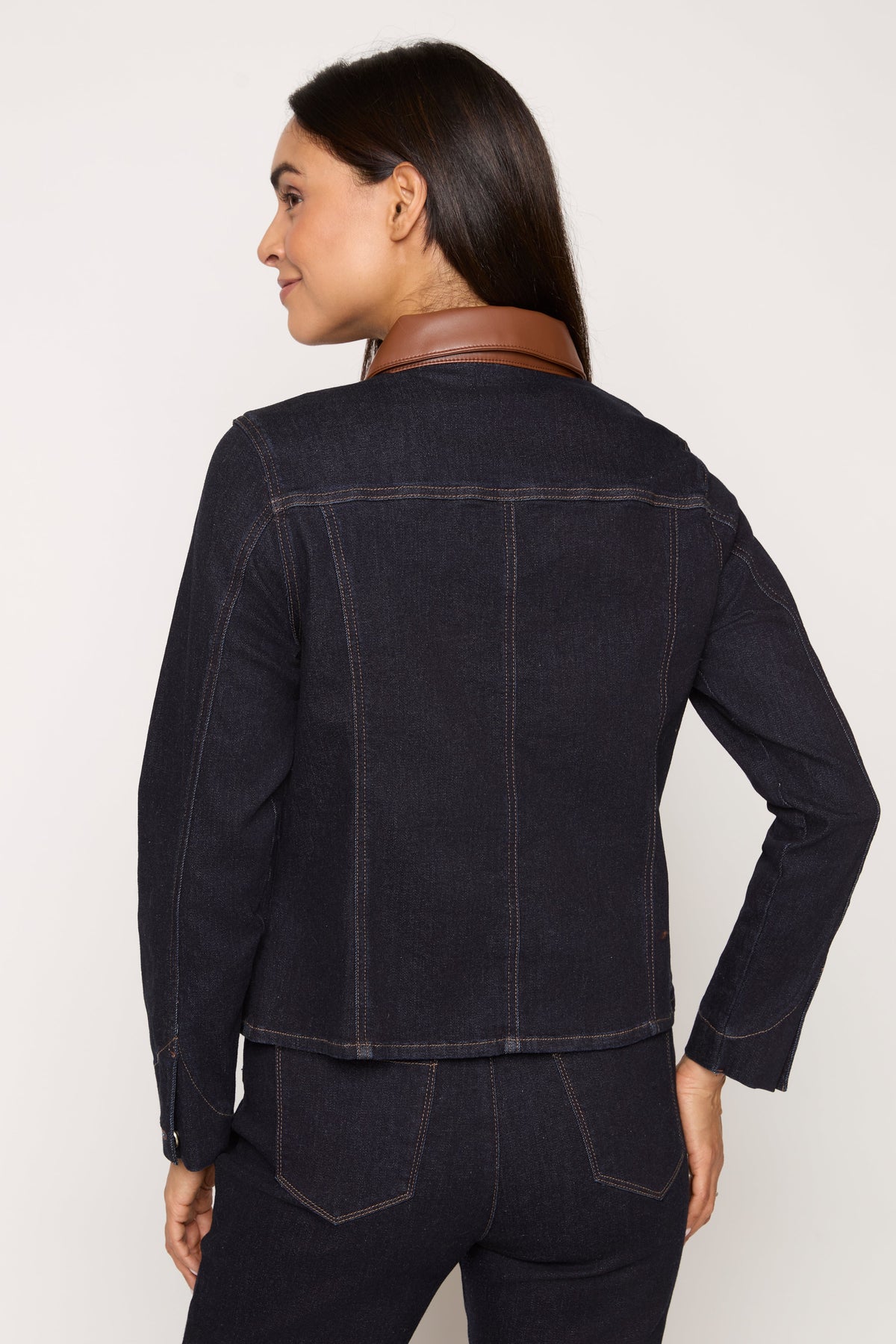 Corduroy Collar Denim Blazer in indigo