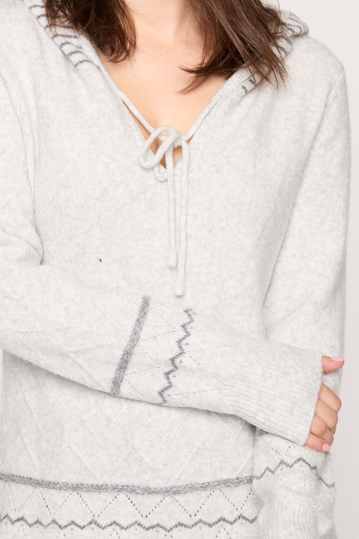 Hooded Sweater with Pointelle Detail