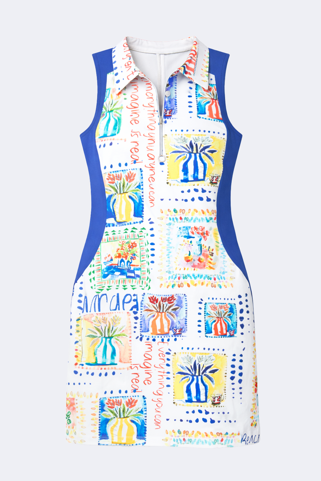 Floral tiles print polo dress