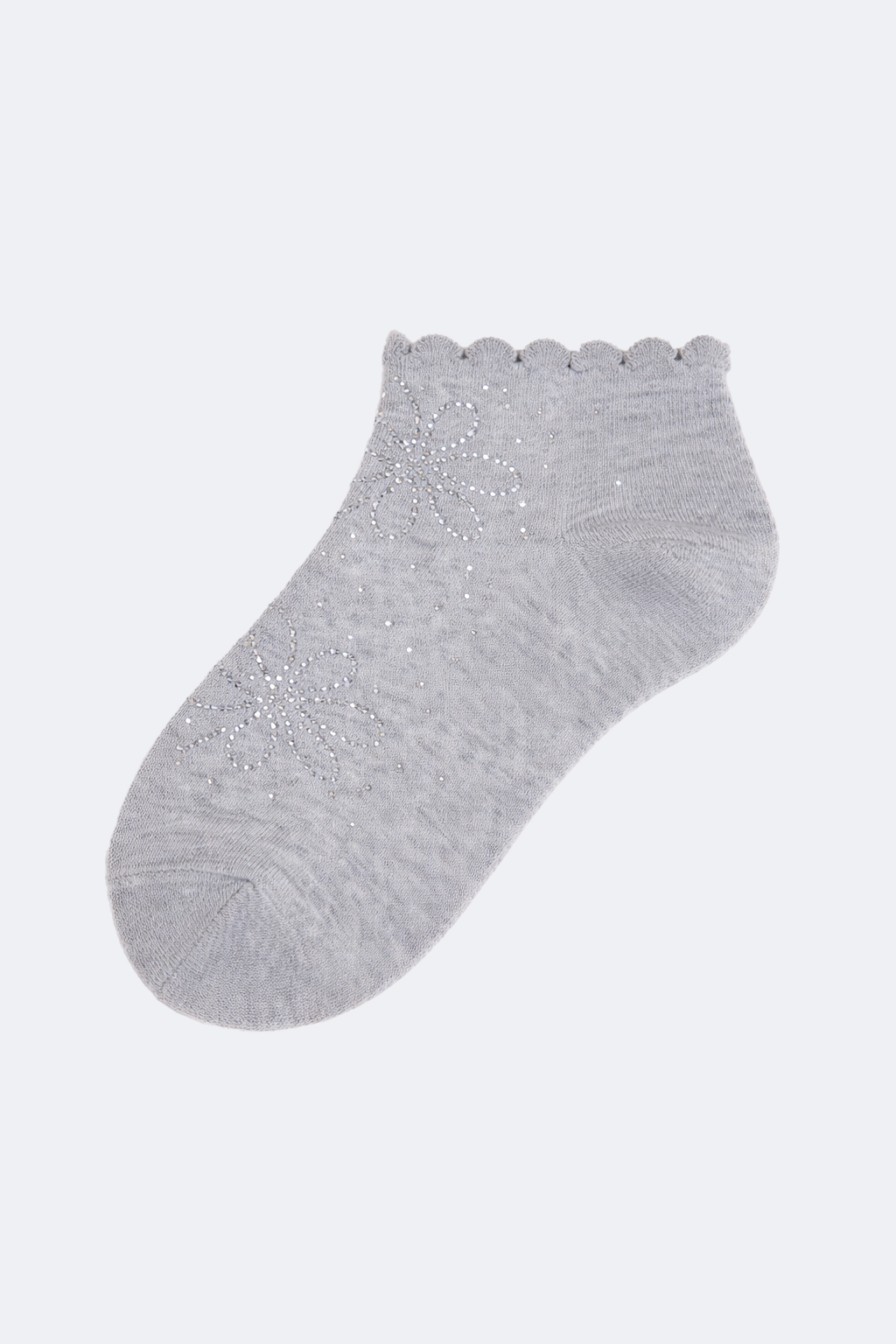 Rhinestone flower ankle socks