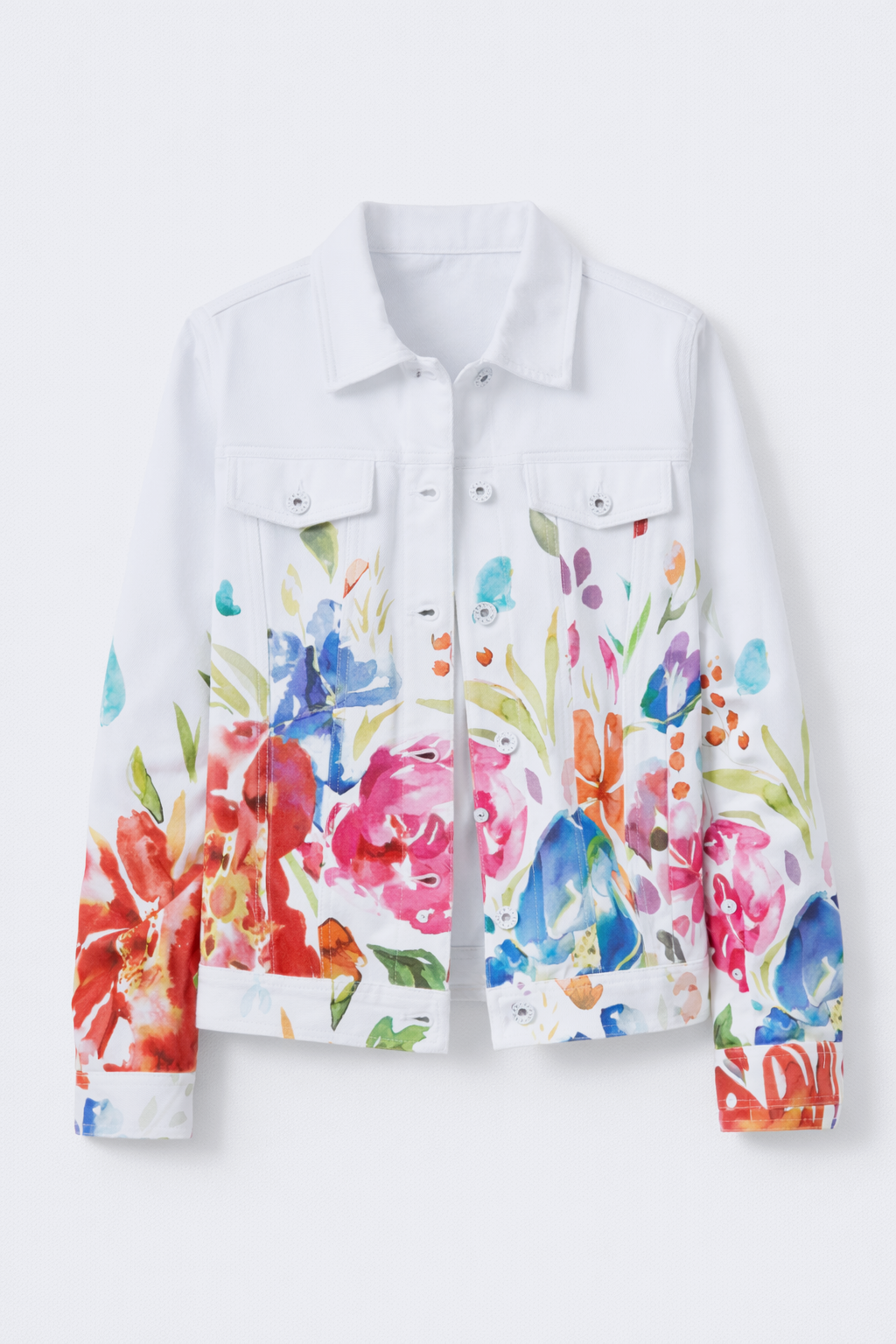 Floral border knit jacket