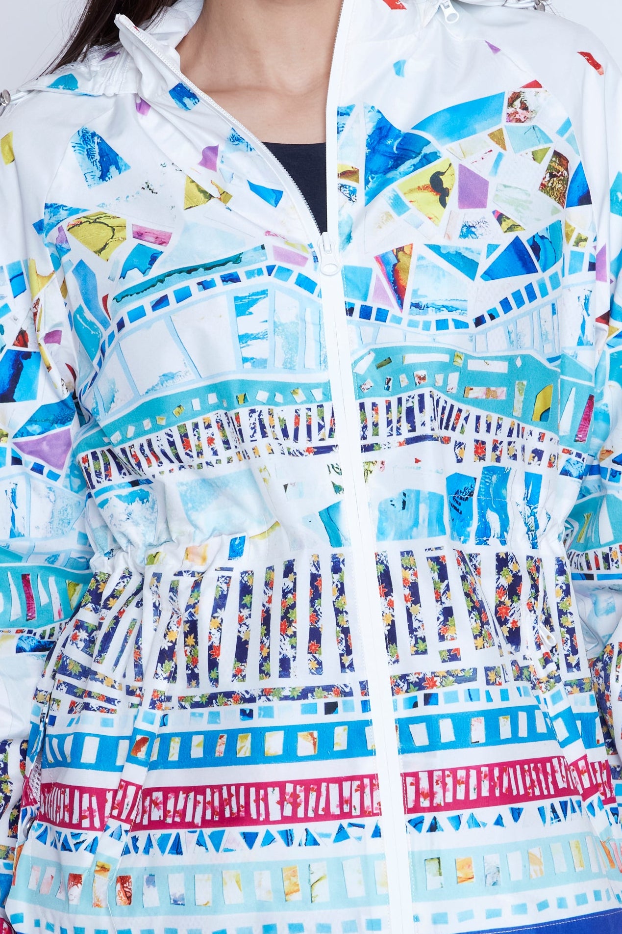 Mosaic print raincoat