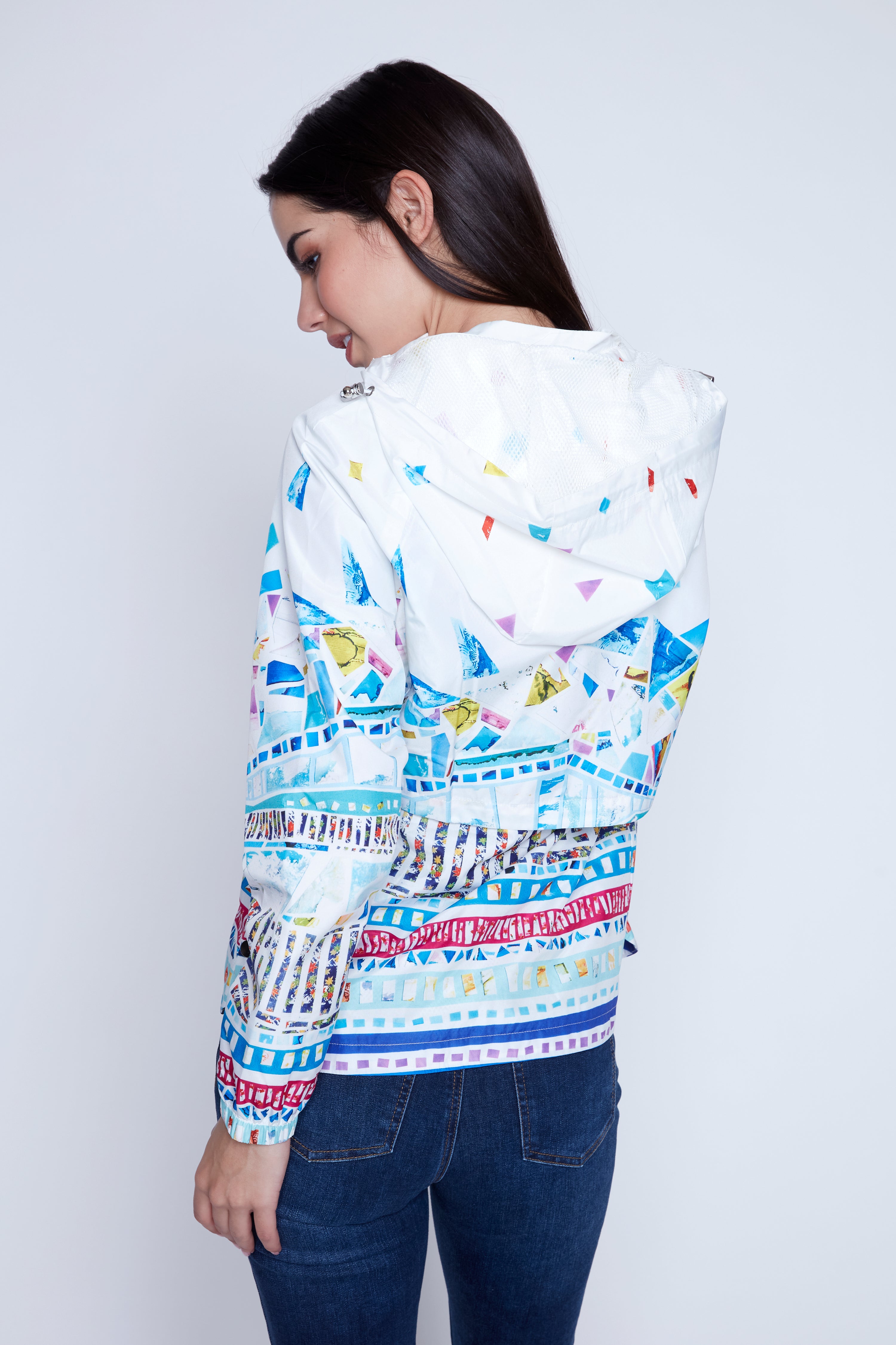 Mosaic print raincoat