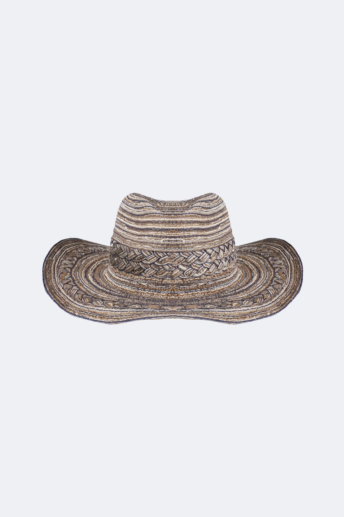 Stripy braided cowboy hat with sequins