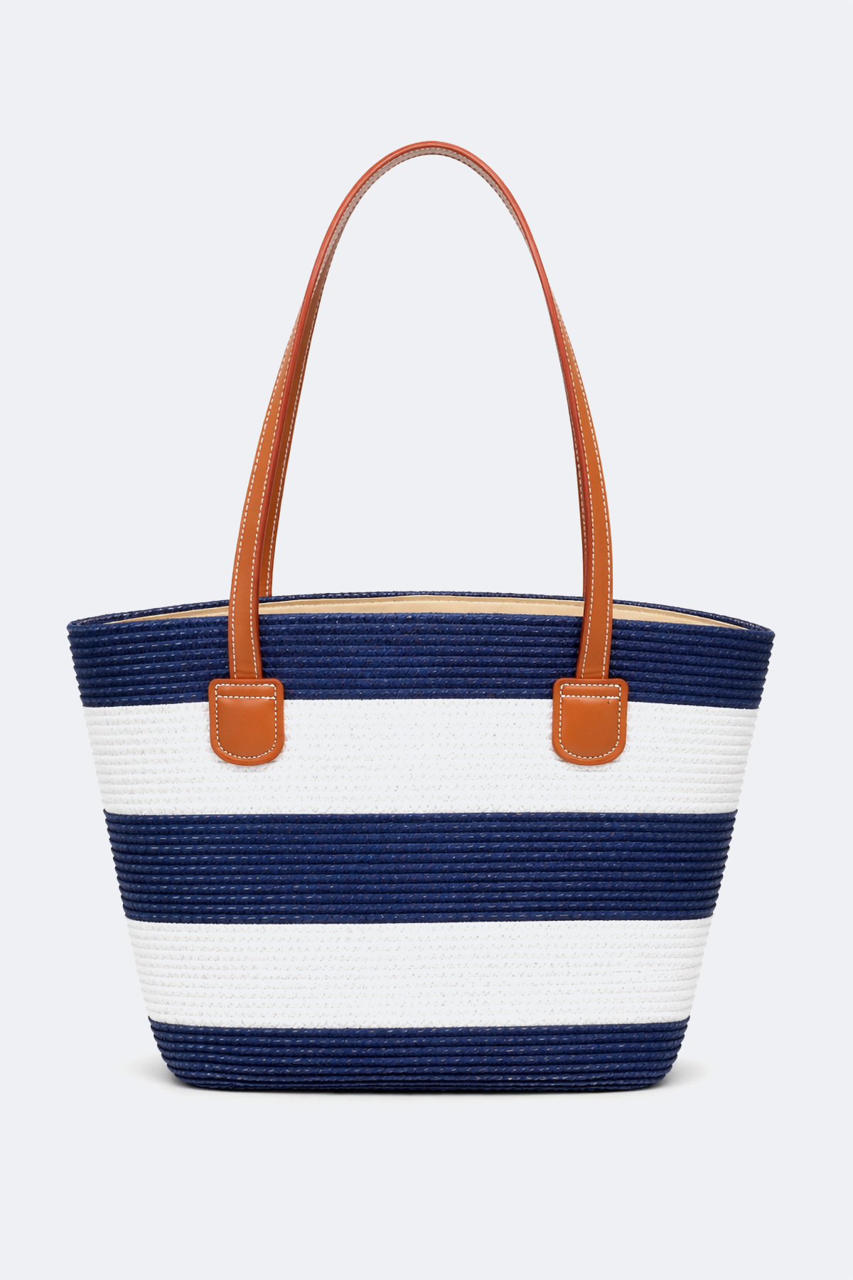 Stripe straw tote bag
