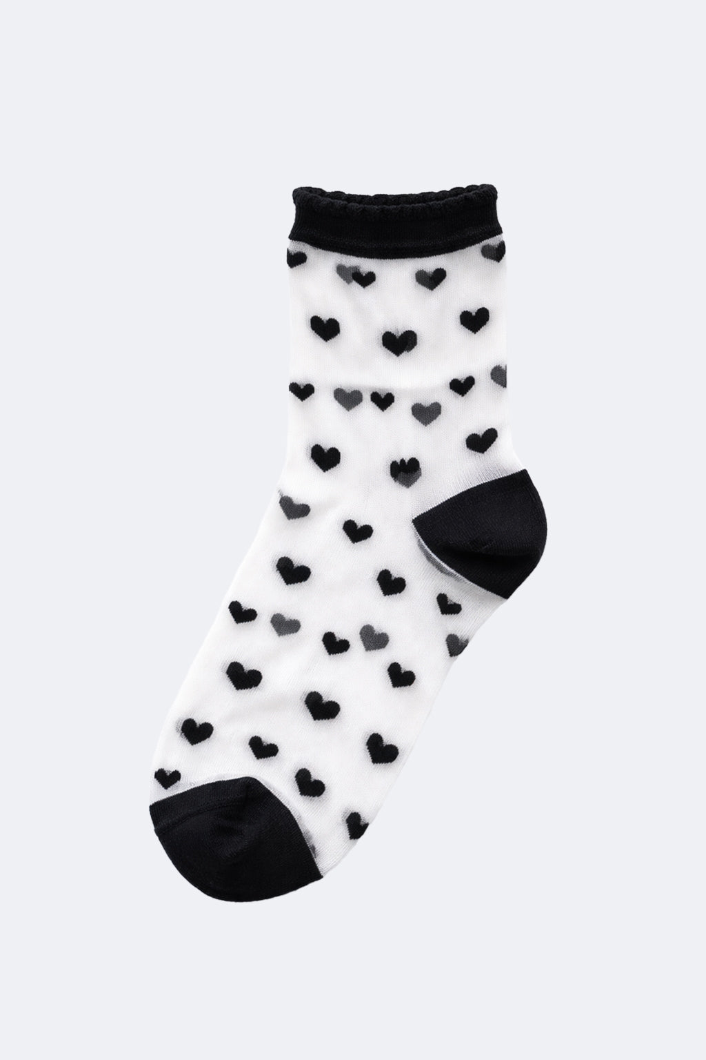 Sheer heart pattern ankle socks