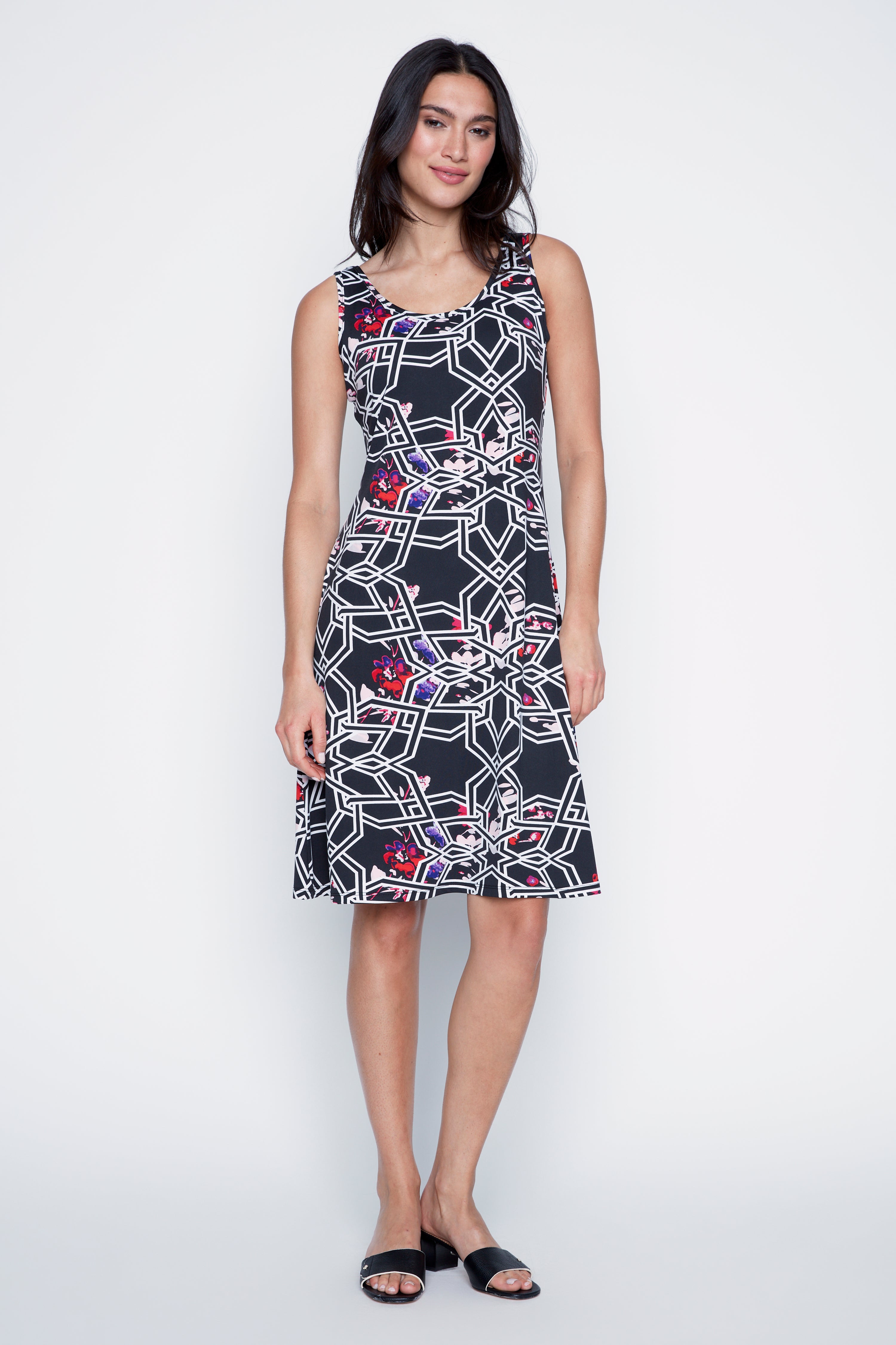 Abstract floral print sun dress