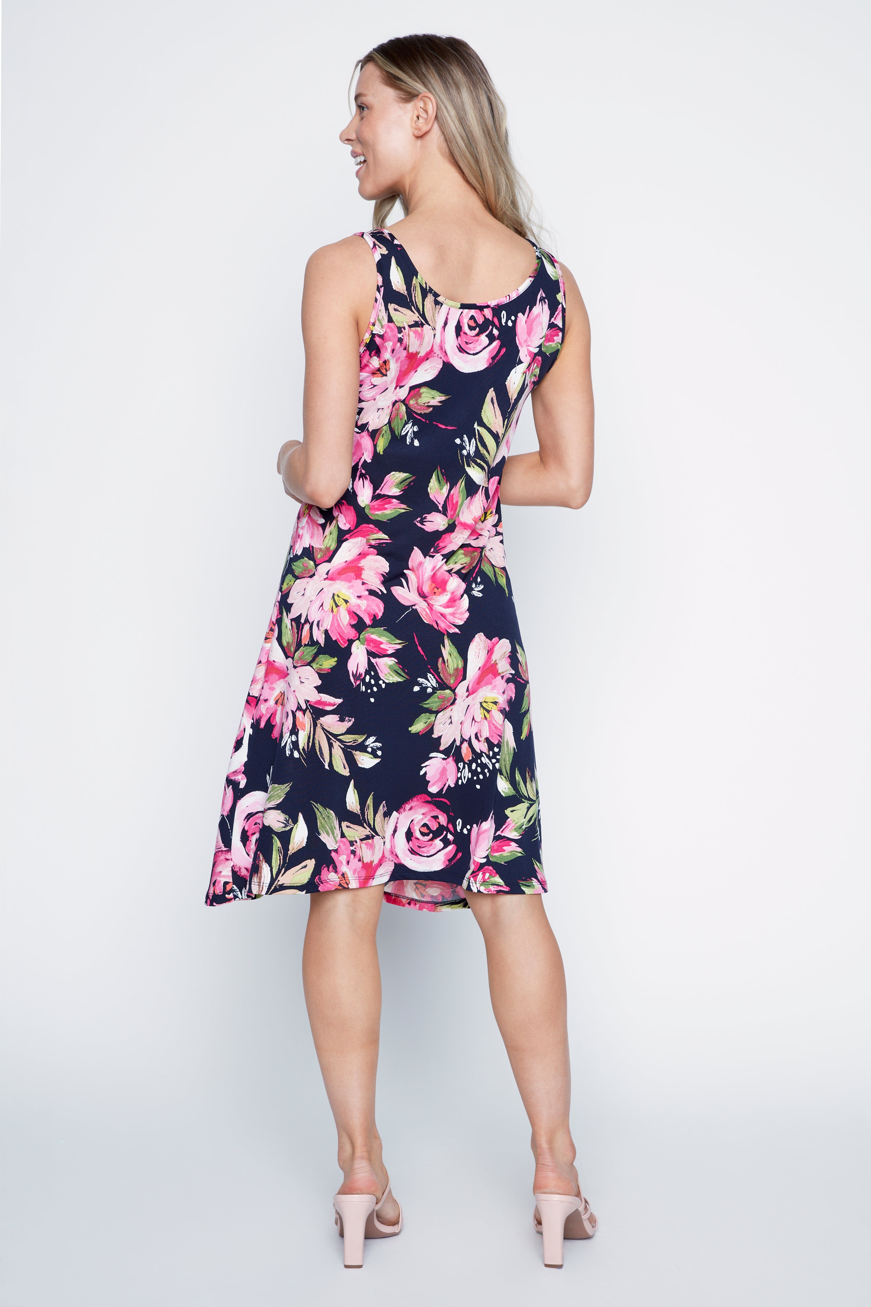 Abstract floral print sun dress