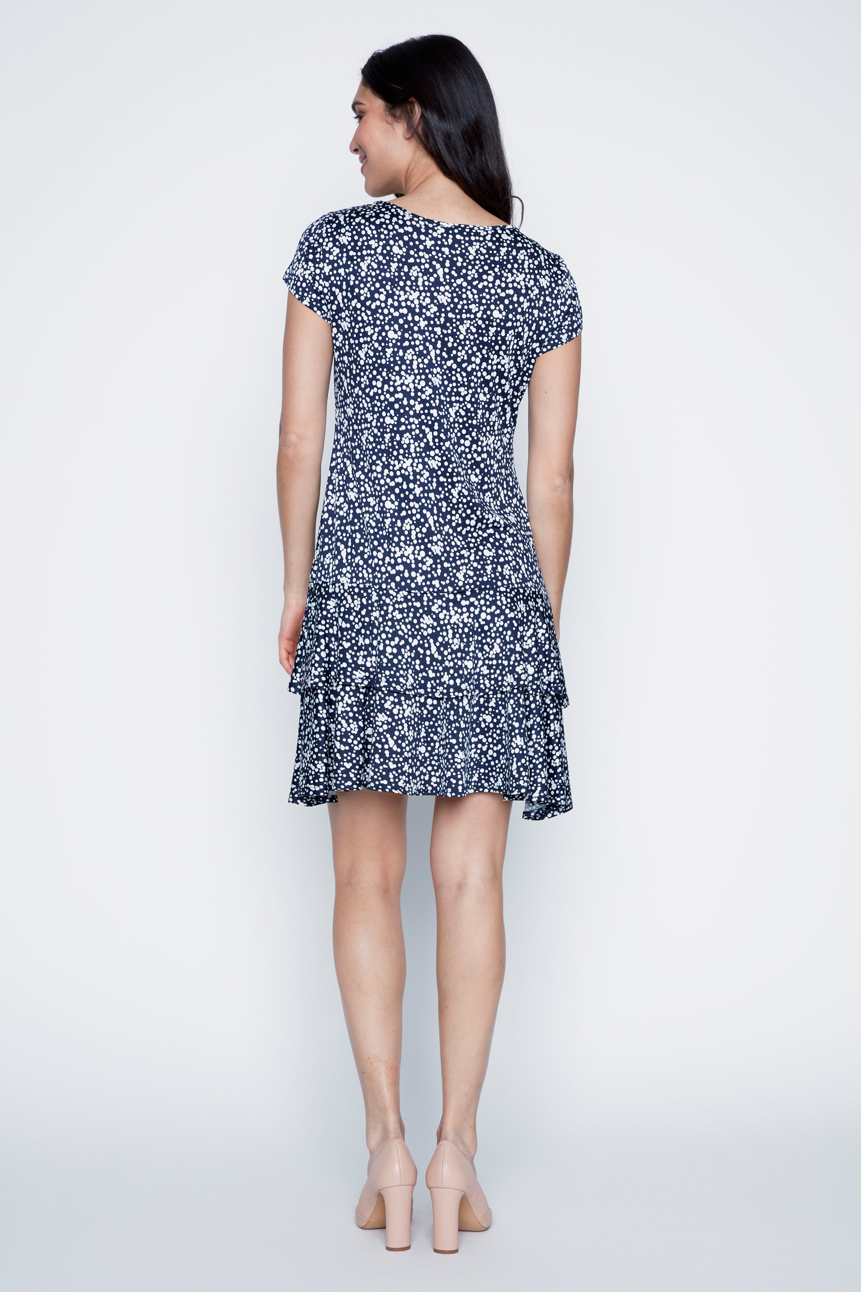 Dot design ruffle dress
