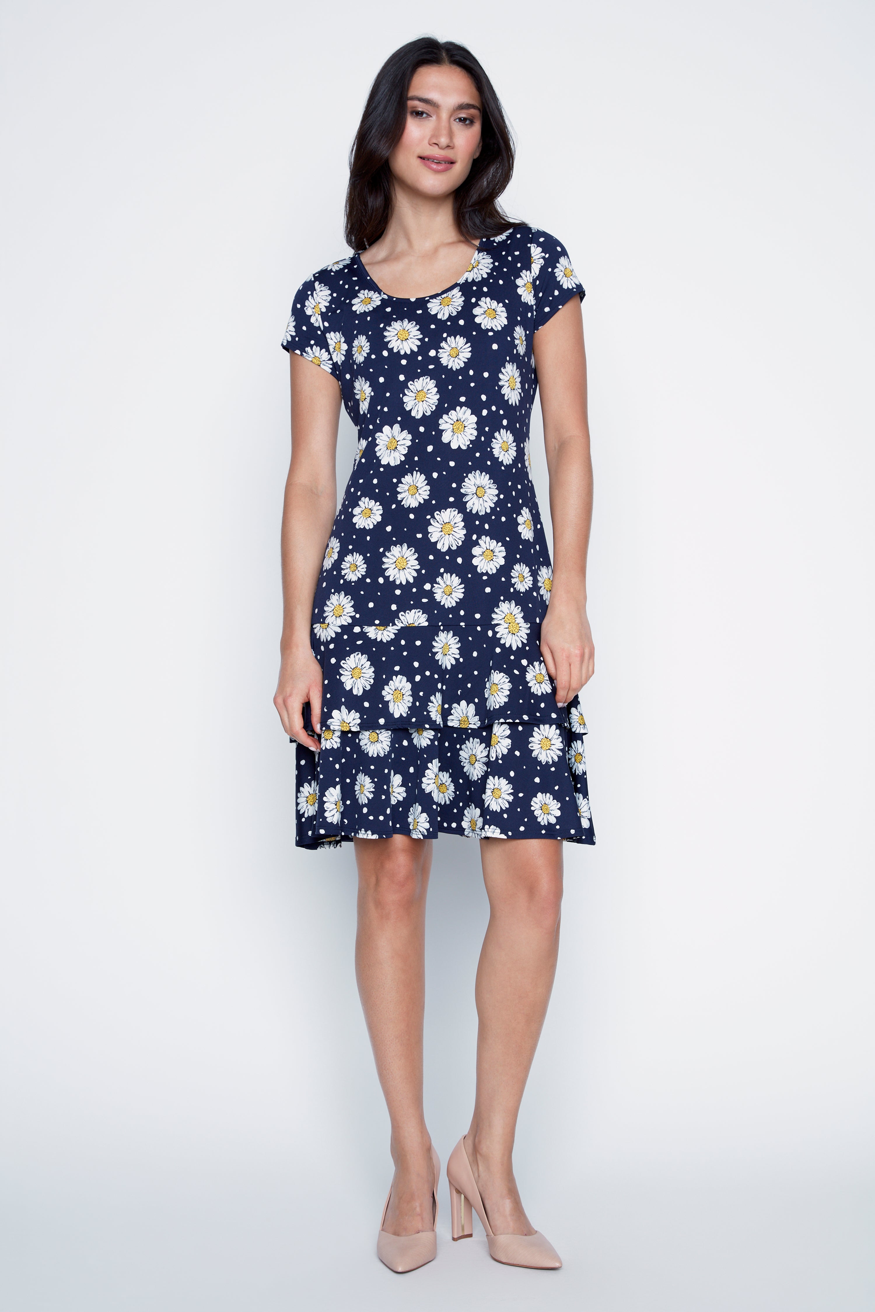 Dots and daisy design ruffle dress