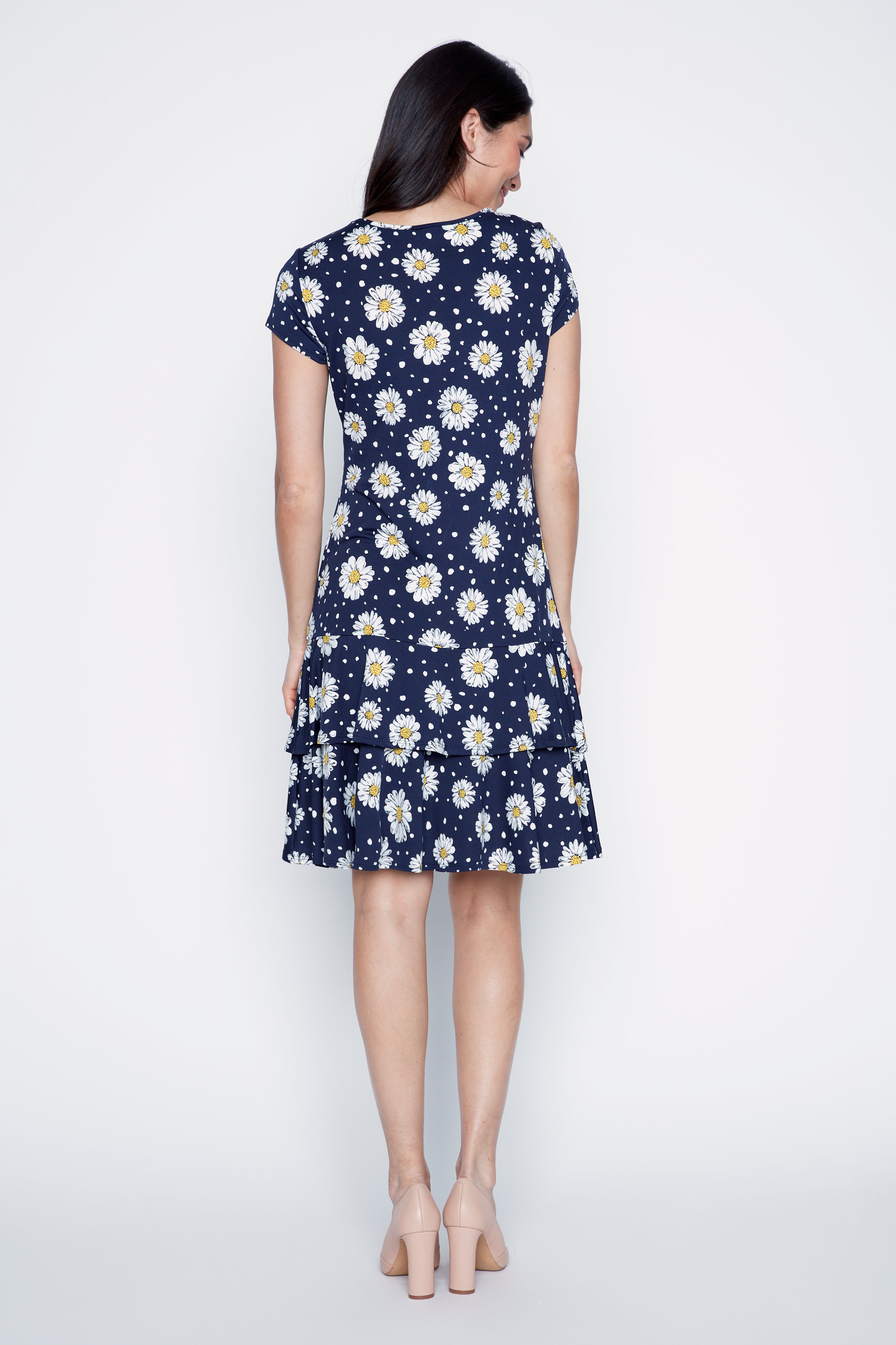 Dots and daisy design ruffle dress